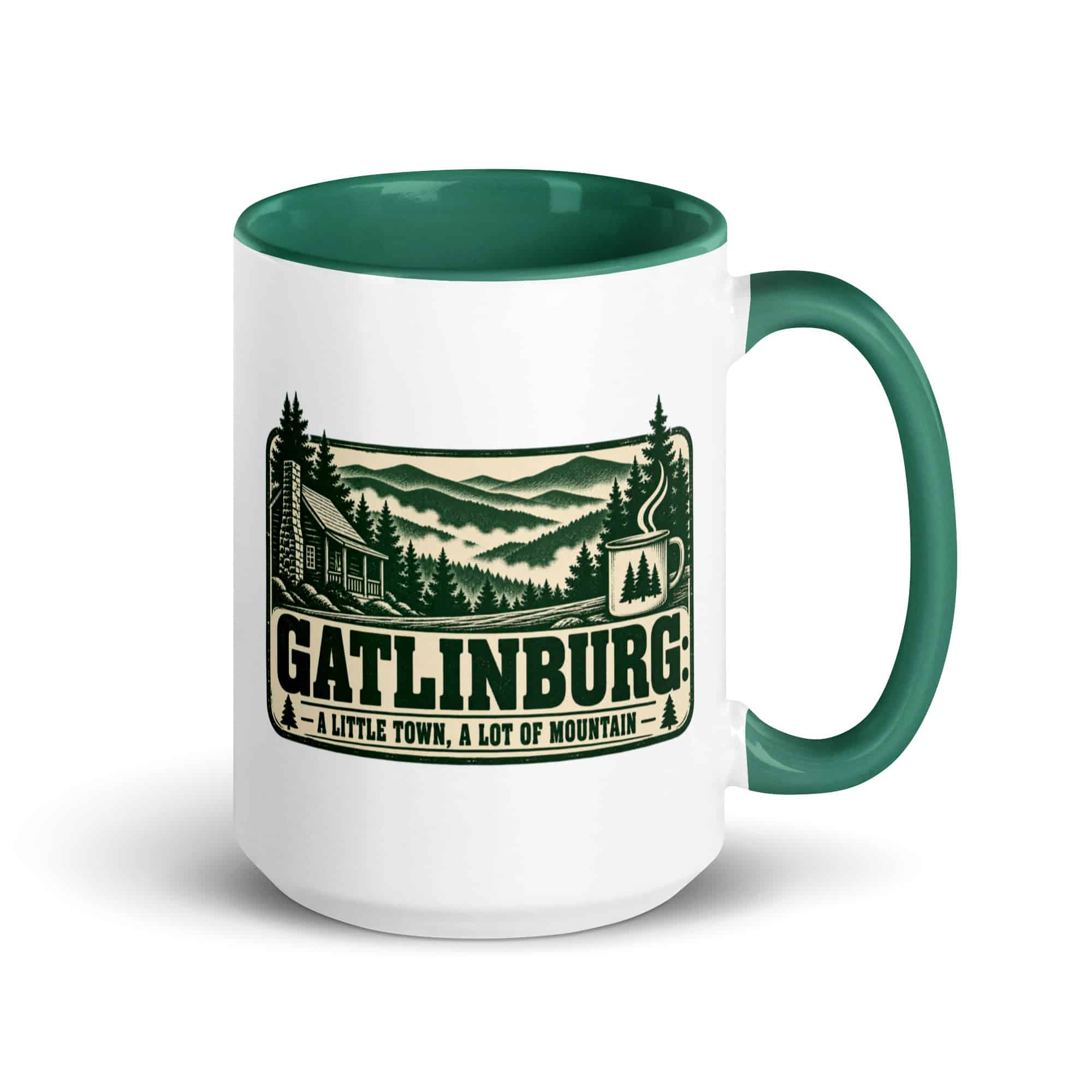 Gatlinburg and the Smokies Color Inside Coffee Mug: Gatlinburg: A Little Town, a Lot of Mountain, Forest Ink Stamp