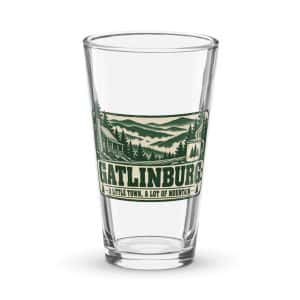 Gatlinburg and the Smokies Pint Glass: Gatlinburg: A Little Town, a Lot of Mountain, Forest Ink Stamp - 16 oz - Main
