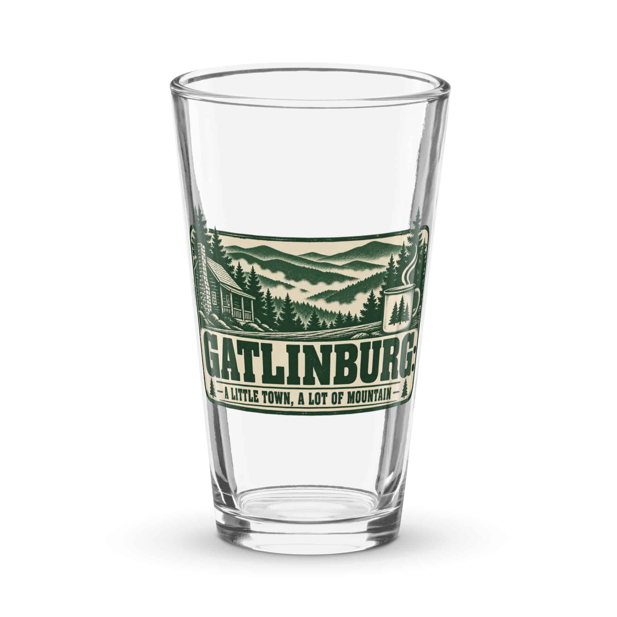 Gatlinburg and the Smokies Pint Glass: Gatlinburg: A Little Town, a Lot of Mountain, Forest Ink Stamp