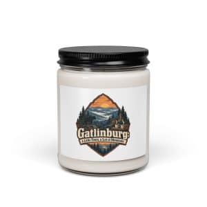 Gatlinburg and the Smokies Soy Wax Candle: Gatlinburg: A Little Town, a Lot of Mountain, Scenic Shield Badge - 9oz - Main