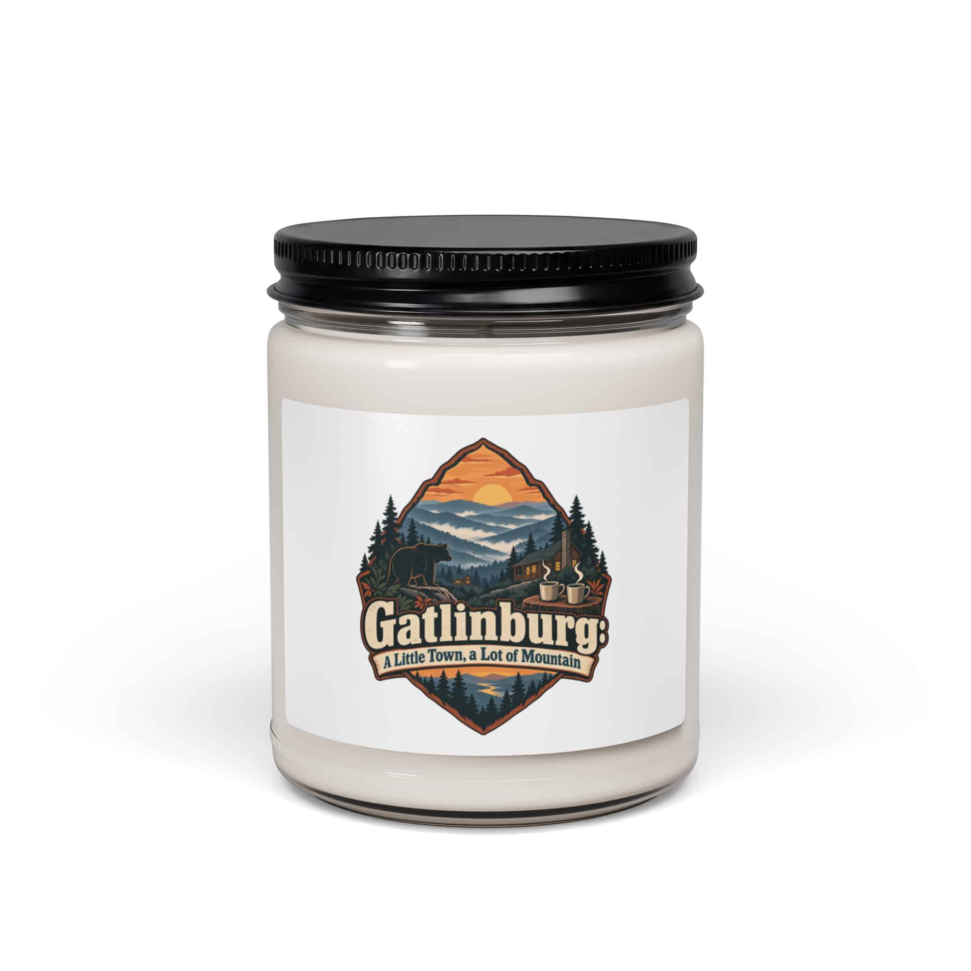 Gatlinburg and the Smokies Soy Wax Candle: Gatlinburg: A Little Town, a Lot of Mountain, Scenic Shield Badge