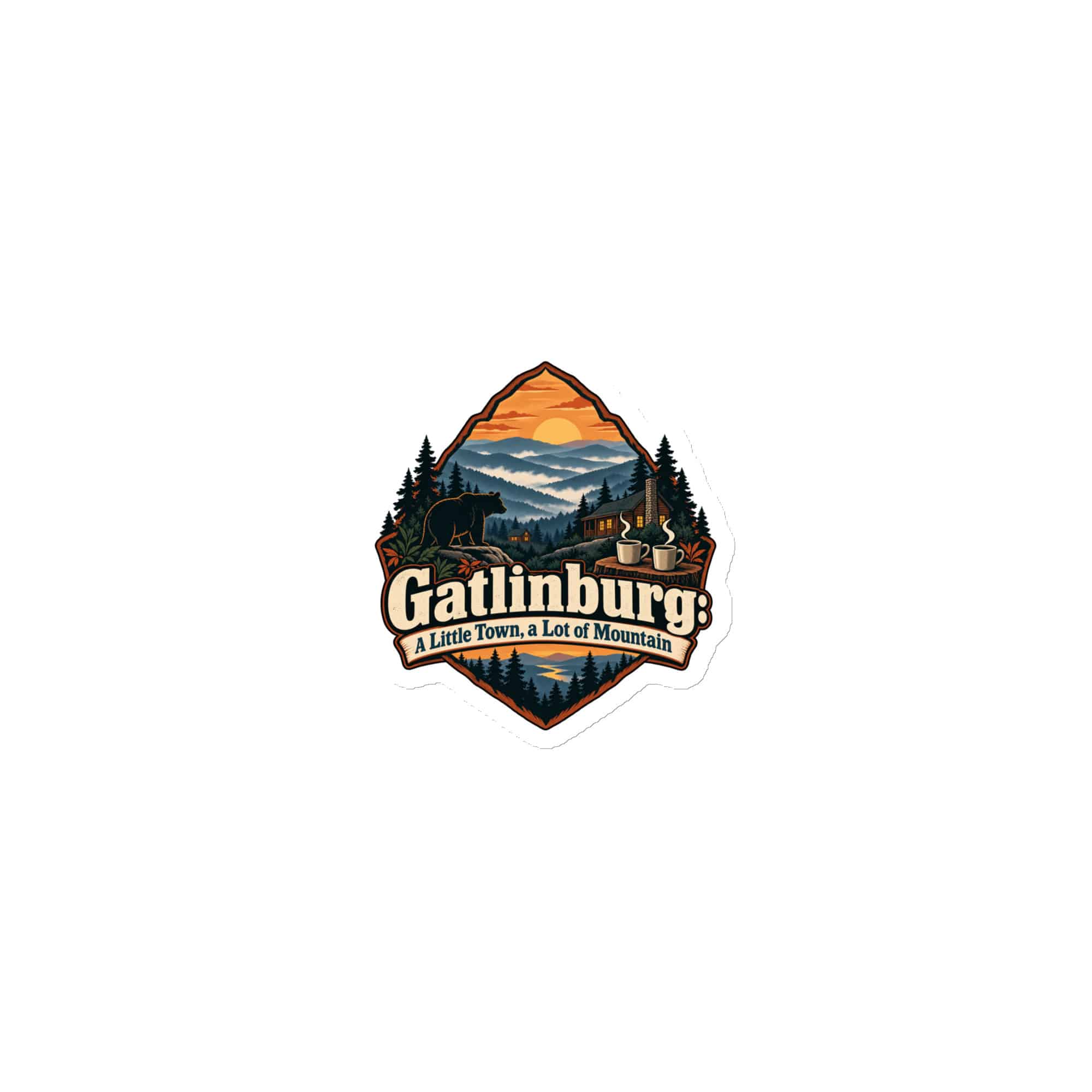 Gatlinburg and the Smokies Die-Cut Magnet: Gatlinburg: A Little Town, a Lot of Mountain, Scenic Shield Badge