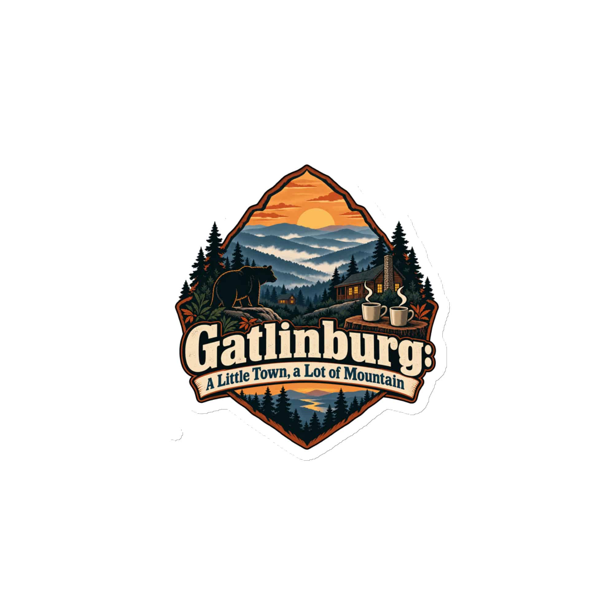 Gatlinburg and the Smokies Die-Cut Magnet: Gatlinburg: A Little Town, a Lot of Mountain, Scenic Shield Badge