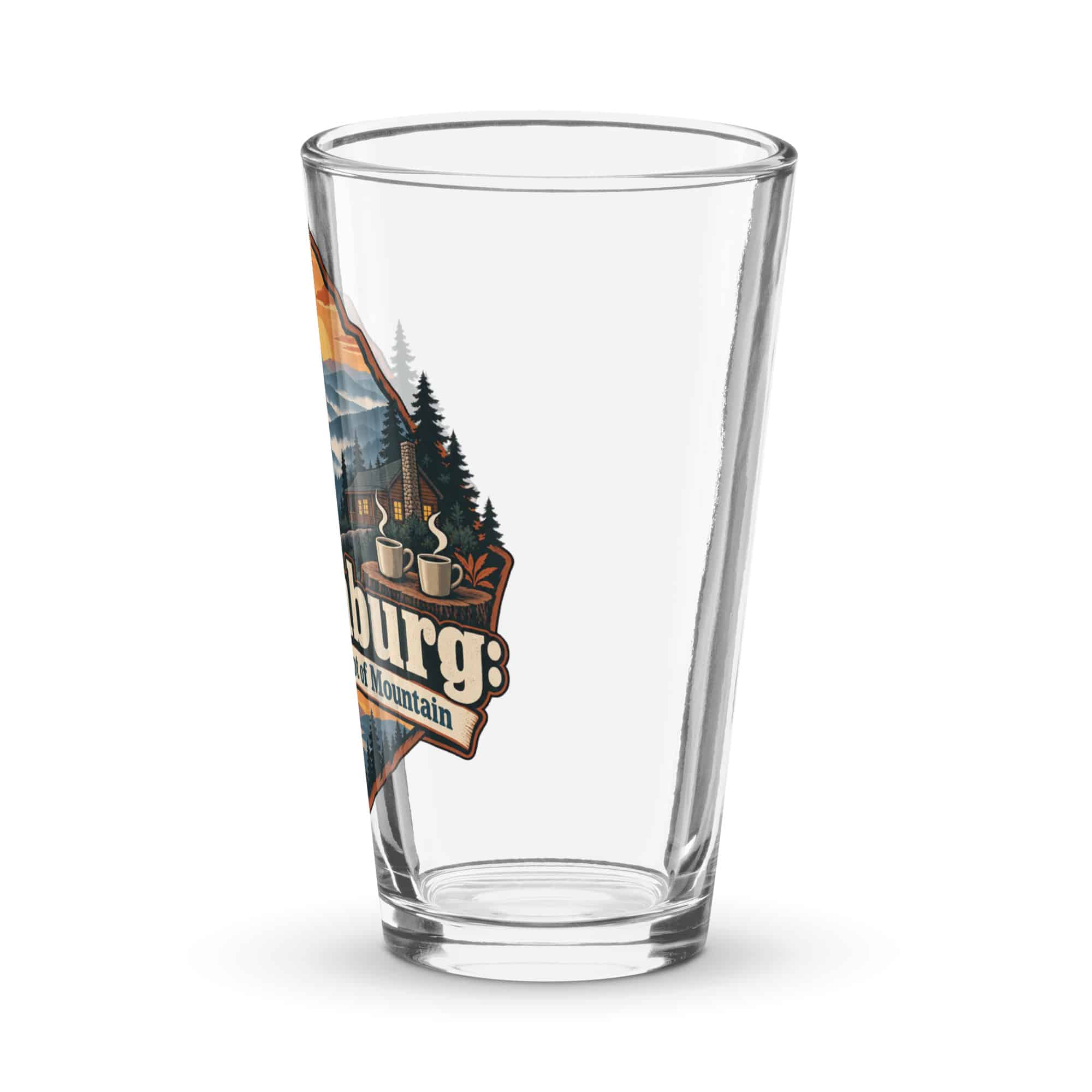 Gatlinburg and the Smokies Pint Glass: Gatlinburg: A Little Town, a Lot of Mountain, Scenic Shield Badge