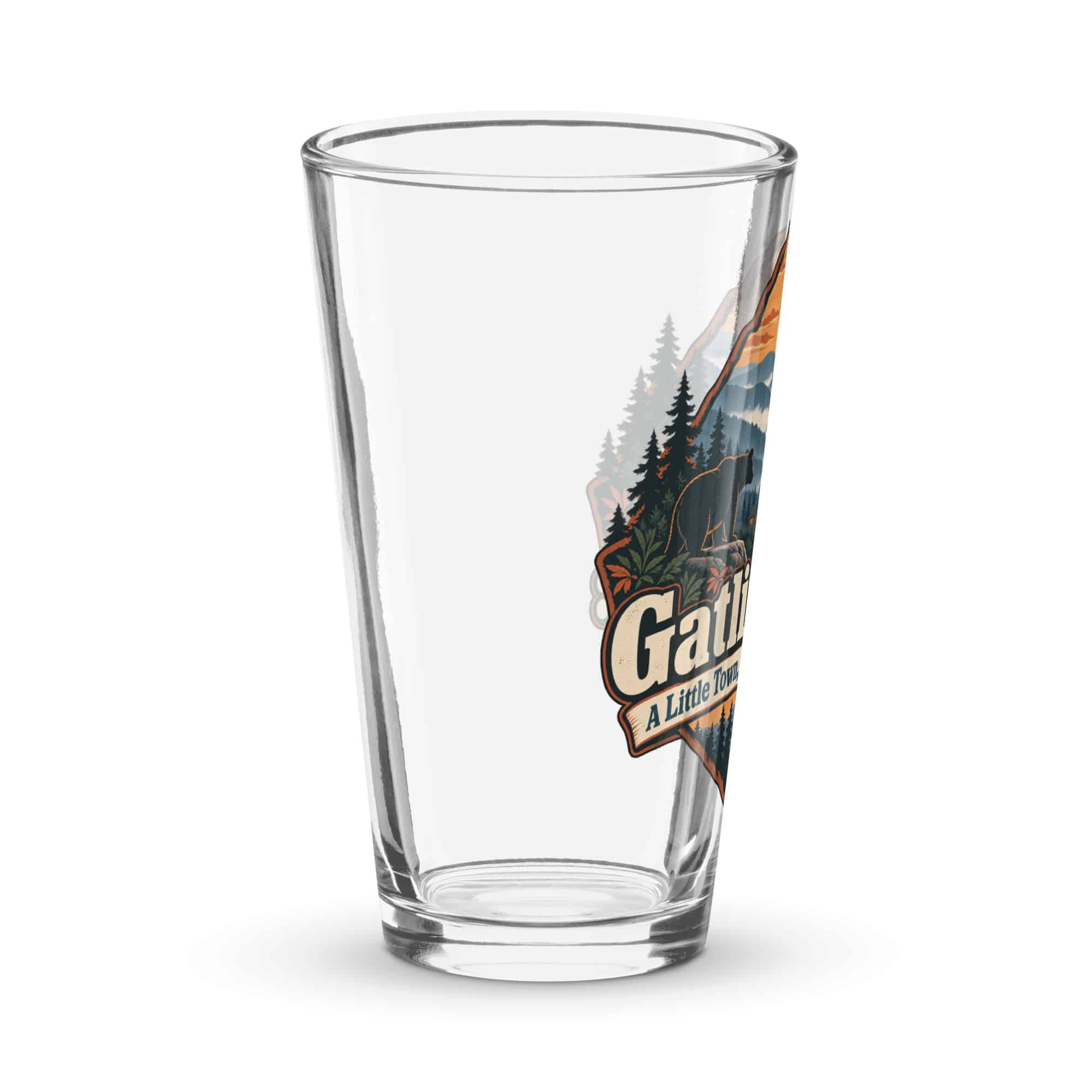 Gatlinburg and the Smokies Pint Glass: Gatlinburg: A Little Town, a Lot of Mountain, Scenic Shield Badge