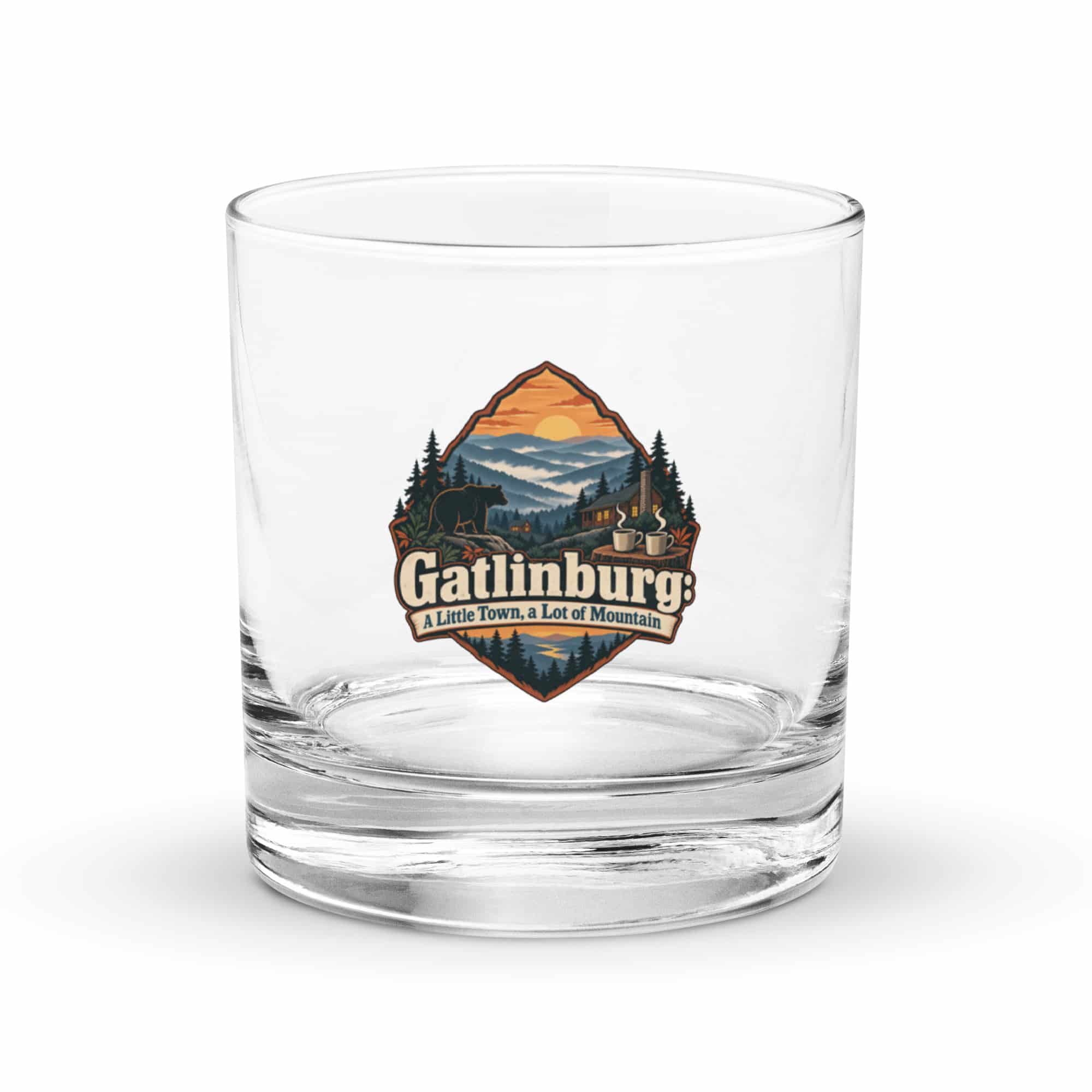 Gatlinburg and the Smokies Rocks Glass: Gatlinburg: A Little Town, a Lot of Mountain, Scenic Shield Badge