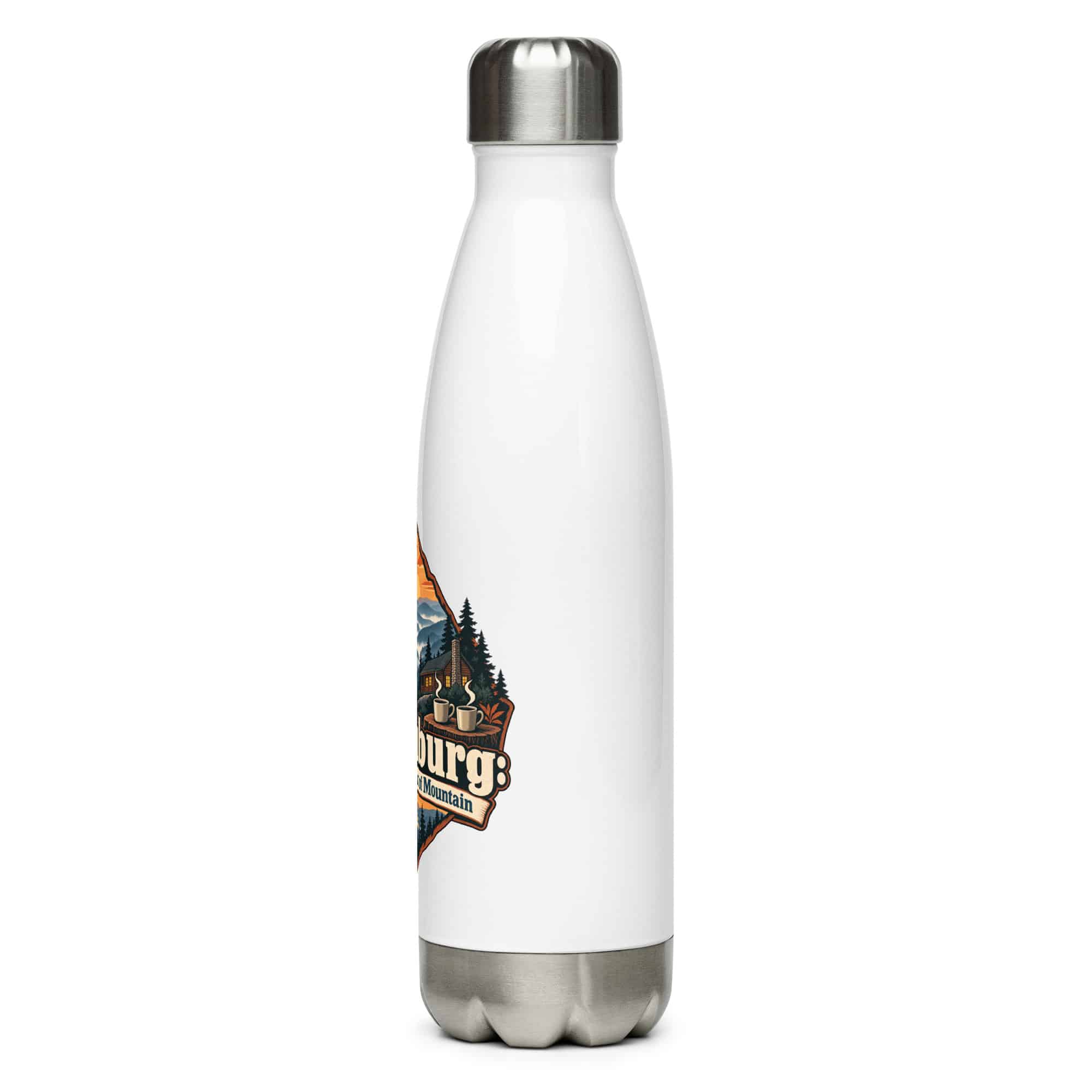Gatlinburg and the Smokies Stainless Steel Water Bottle: Gatlinburg: A Little Town, a Lot of Mountain, Scenic Shield Badge