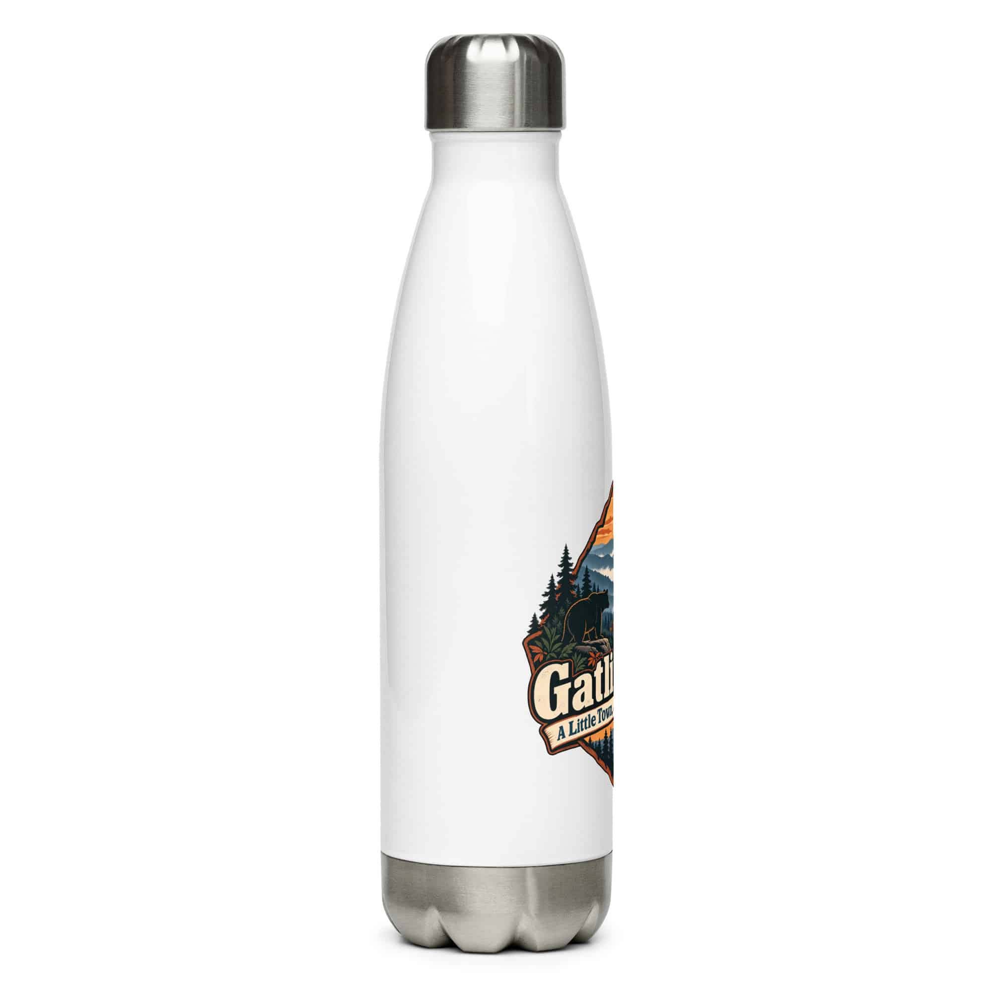 Gatlinburg and the Smokies Stainless Steel Water Bottle: Gatlinburg: A Little Town, a Lot of Mountain, Scenic Shield Badge