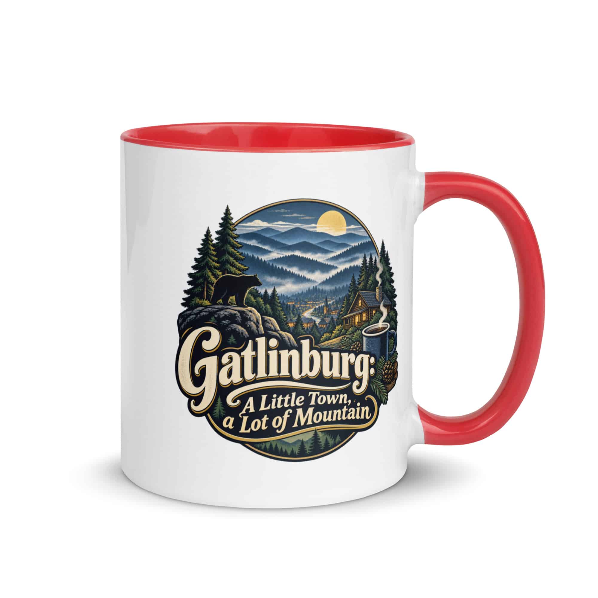 Gatlinburg and the Smokies Color Inside Coffee Mug: Gatlinburg: A Little Town, a Lot of Mountain, Woodland Scenic Lettering