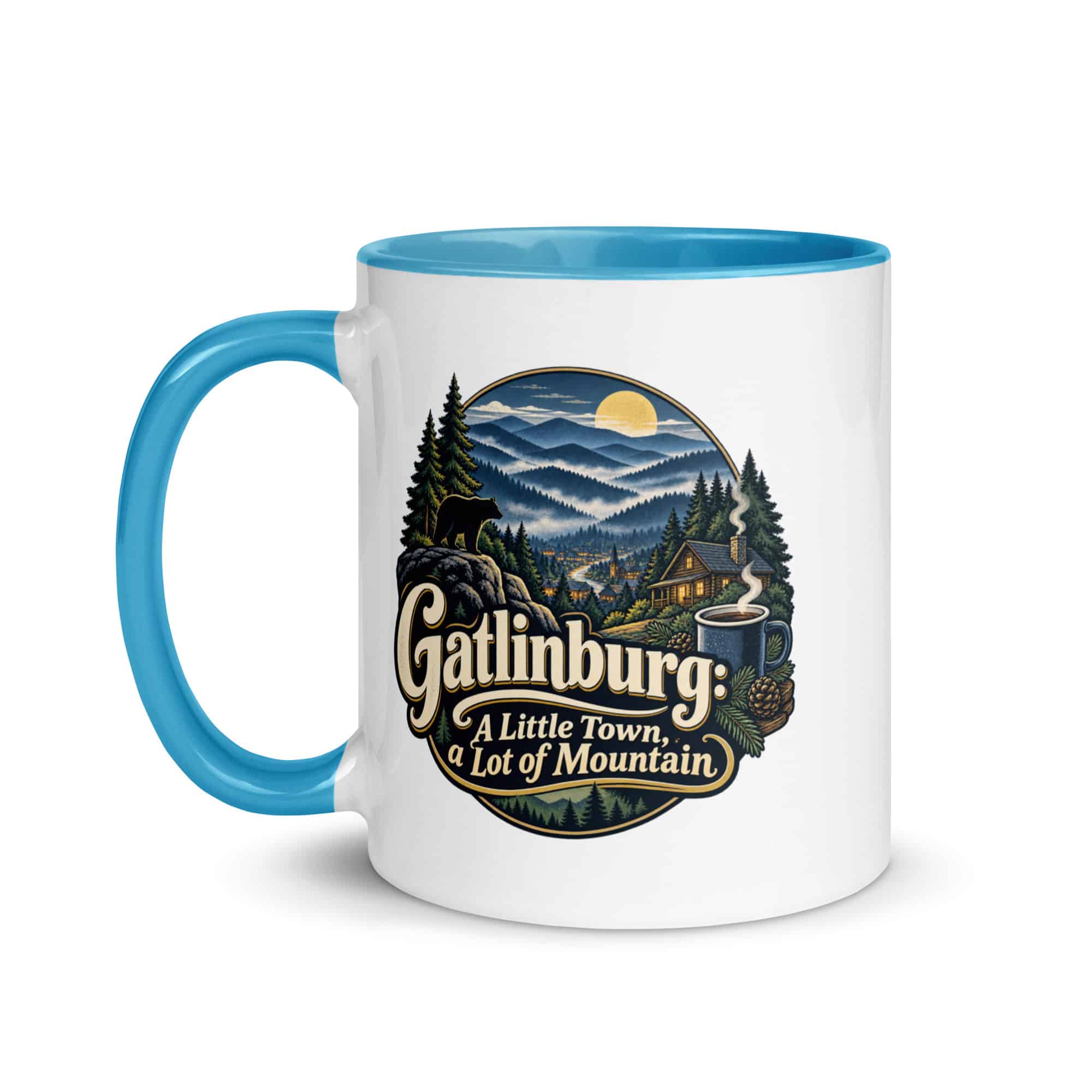 Gatlinburg and the Smokies Color Inside Coffee Mug: Gatlinburg: A Little Town, a Lot of Mountain, Woodland Scenic Lettering