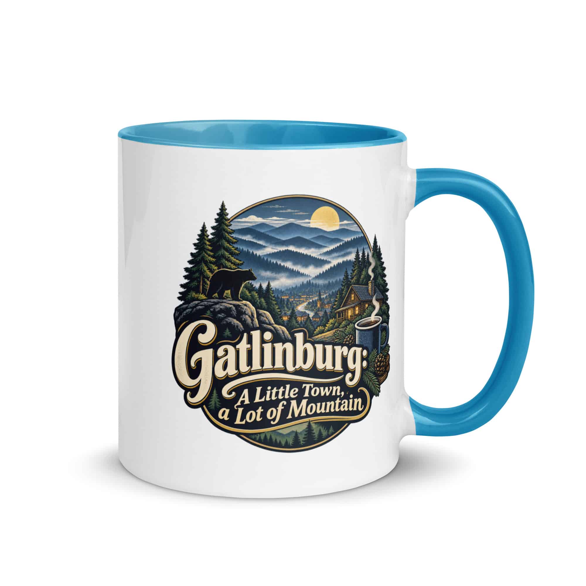 Gatlinburg and the Smokies Color Inside Coffee Mug: Gatlinburg: A Little Town, a Lot of Mountain, Woodland Scenic Lettering