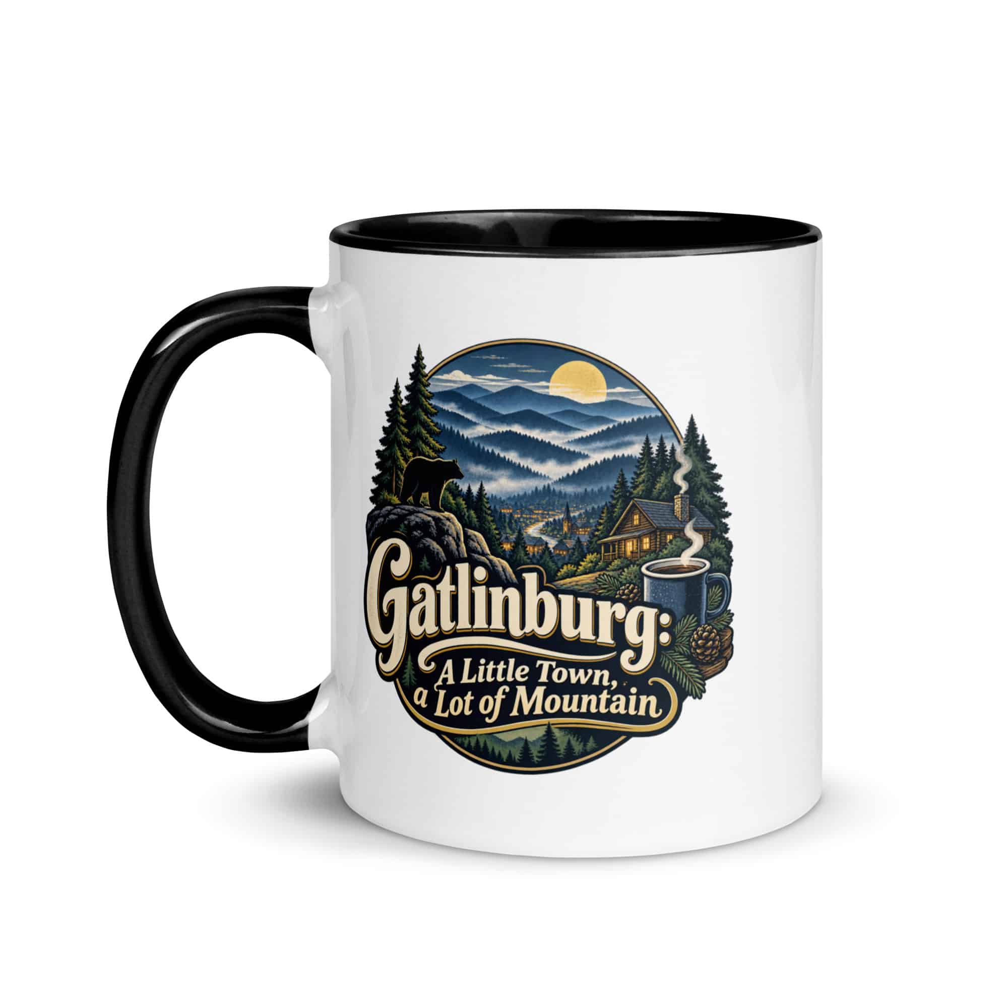 Gatlinburg and the Smokies Color Inside Coffee Mug: Gatlinburg: A Little Town, a Lot of Mountain, Woodland Scenic Lettering