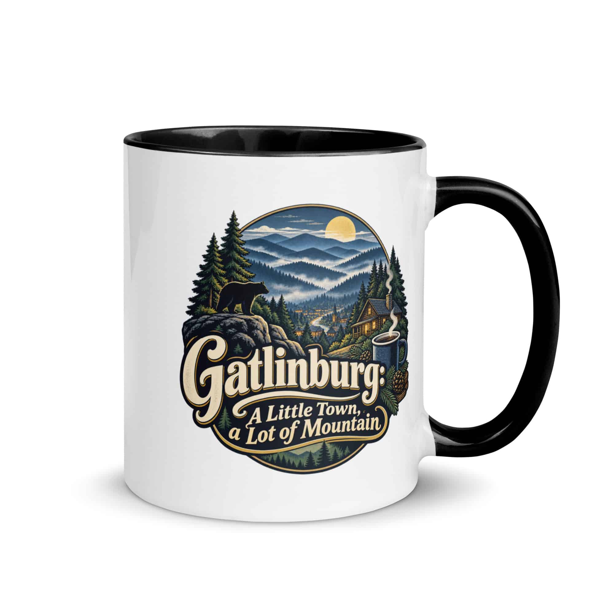 Gatlinburg and the Smokies Color Inside Coffee Mug: Gatlinburg: A Little Town, a Lot of Mountain, Woodland Scenic Lettering