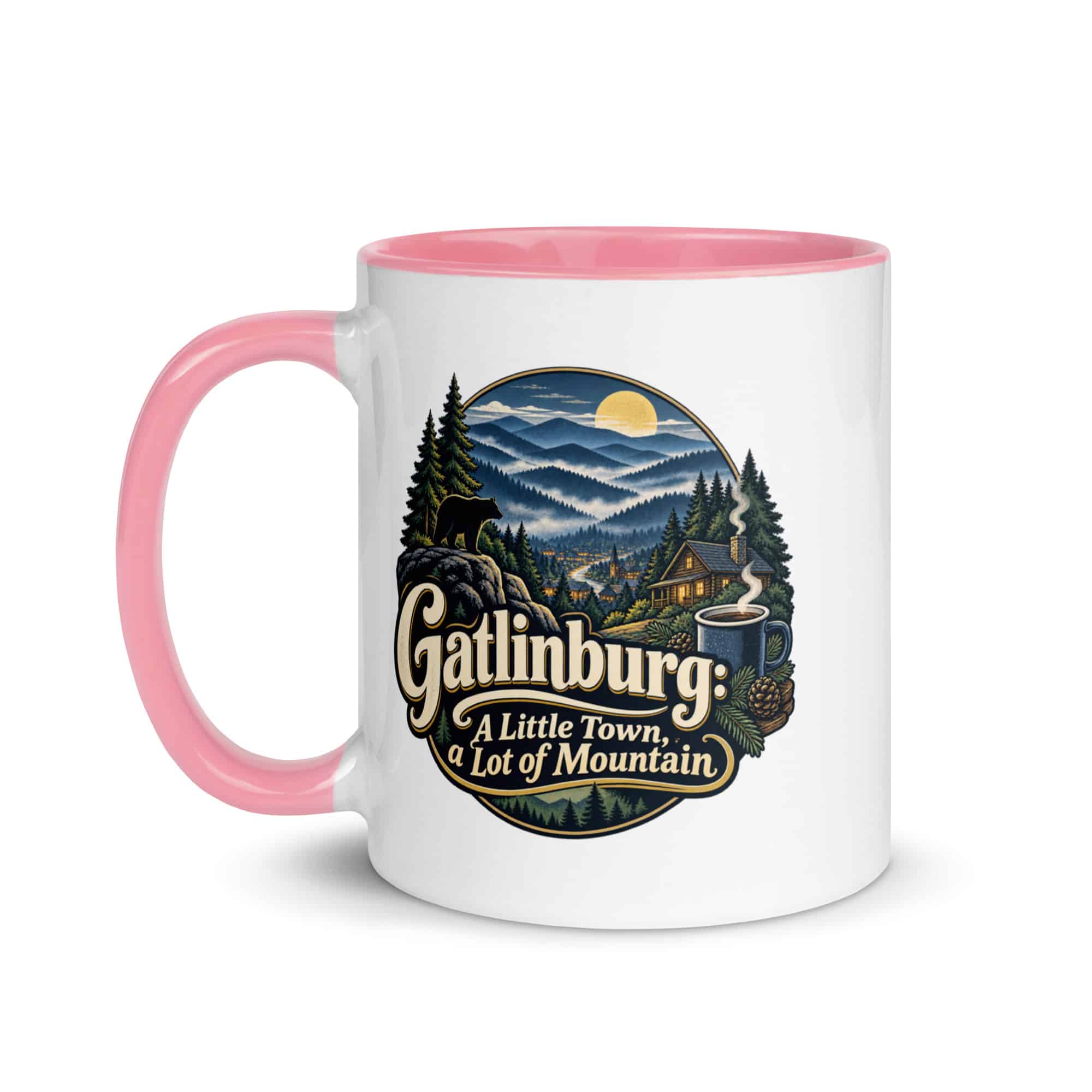 Gatlinburg and the Smokies Color Inside Coffee Mug: Gatlinburg: A Little Town, a Lot of Mountain, Woodland Scenic Lettering