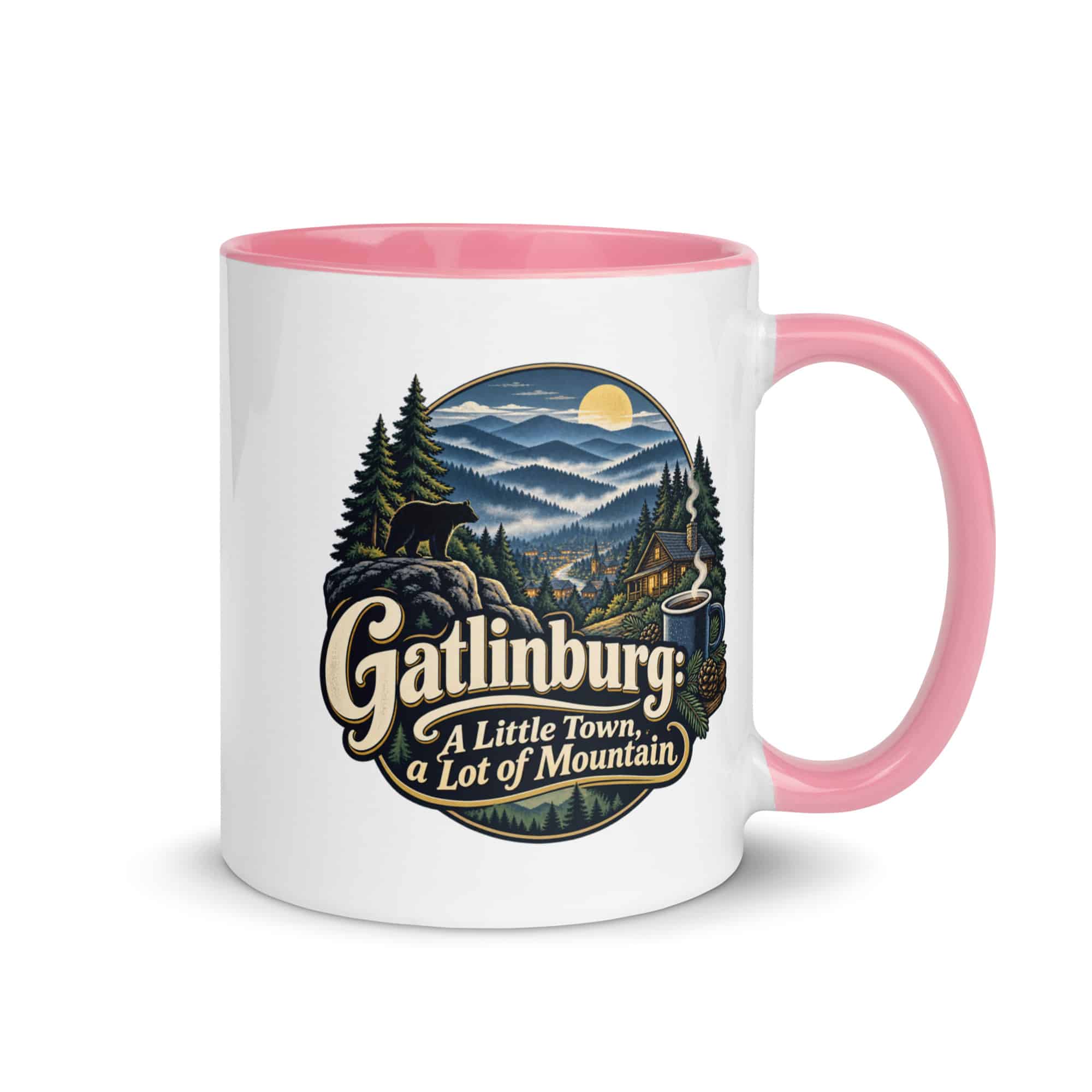Gatlinburg and the Smokies Color Inside Coffee Mug: Gatlinburg: A Little Town, a Lot of Mountain, Woodland Scenic Lettering