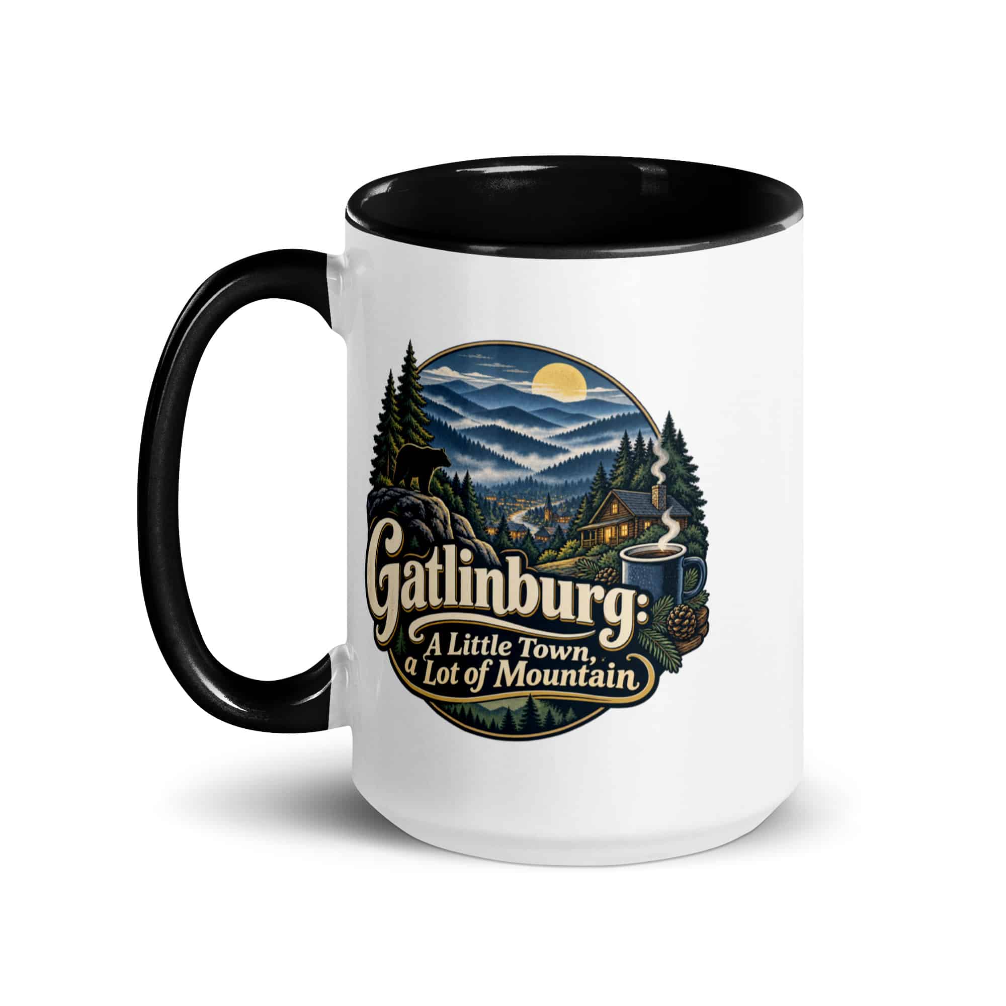 Gatlinburg and the Smokies Color Inside Coffee Mug: Gatlinburg: A Little Town, a Lot of Mountain, Woodland Scenic Lettering