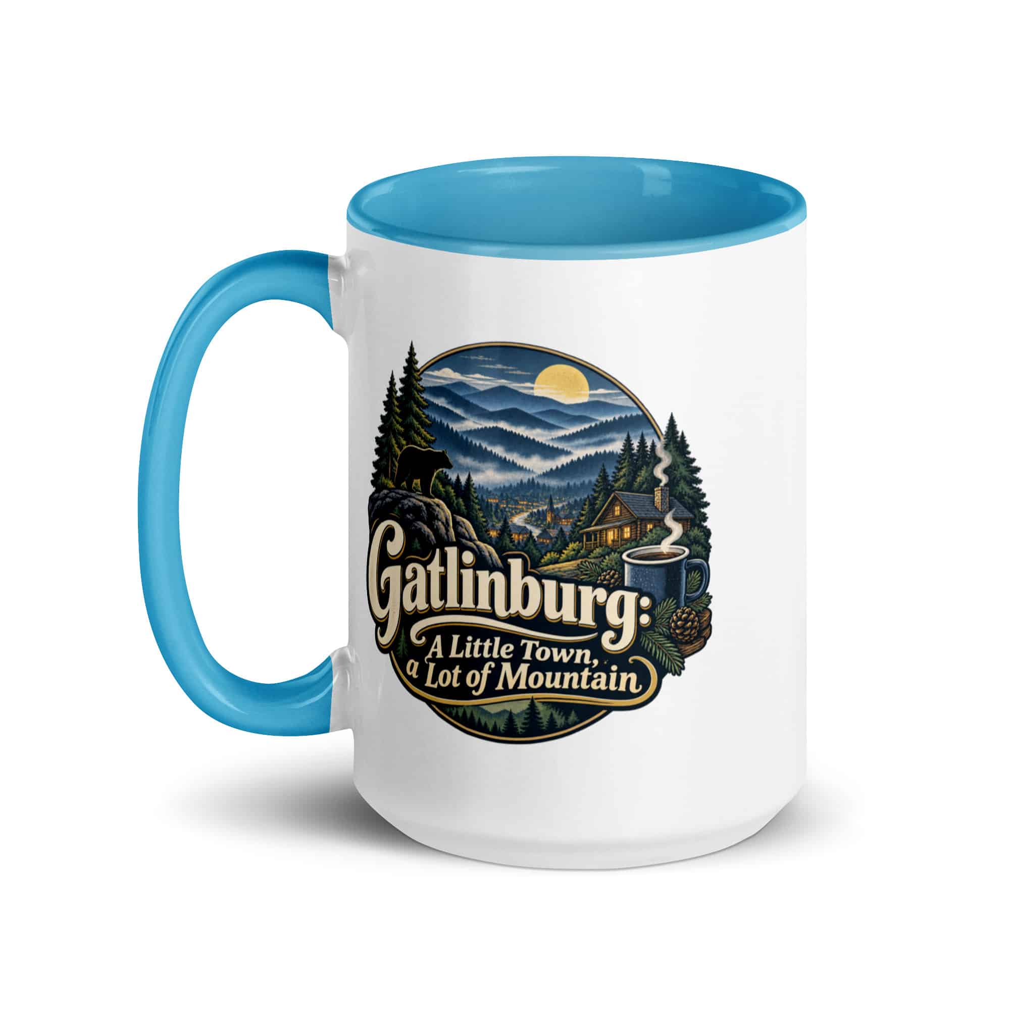Gatlinburg and the Smokies Color Inside Coffee Mug: Gatlinburg: A Little Town, a Lot of Mountain, Woodland Scenic Lettering
