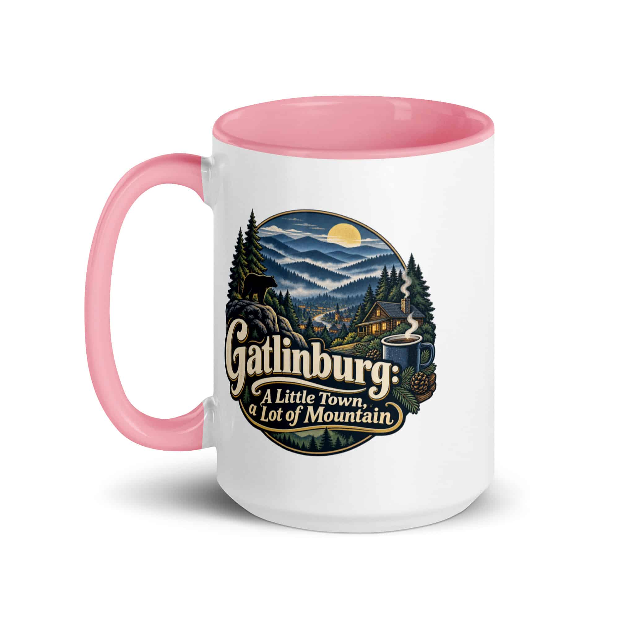 Gatlinburg and the Smokies Color Inside Coffee Mug: Gatlinburg: A Little Town, a Lot of Mountain, Woodland Scenic Lettering