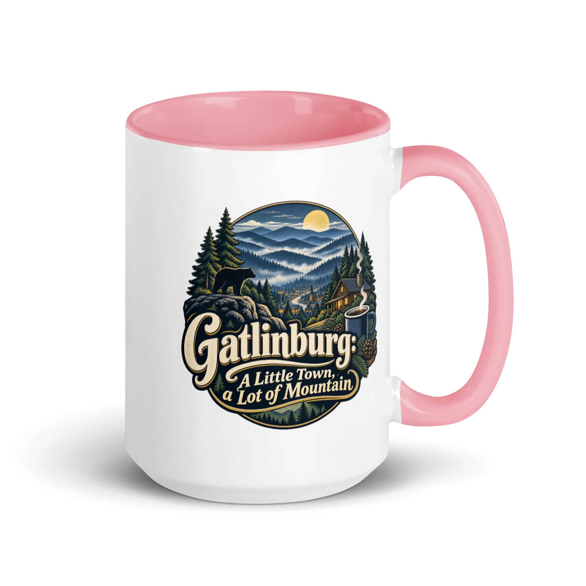 Gatlinburg and the Smokies Color Inside Coffee Mug: Gatlinburg: A Little Town, a Lot of Mountain, Woodland Scenic Lettering