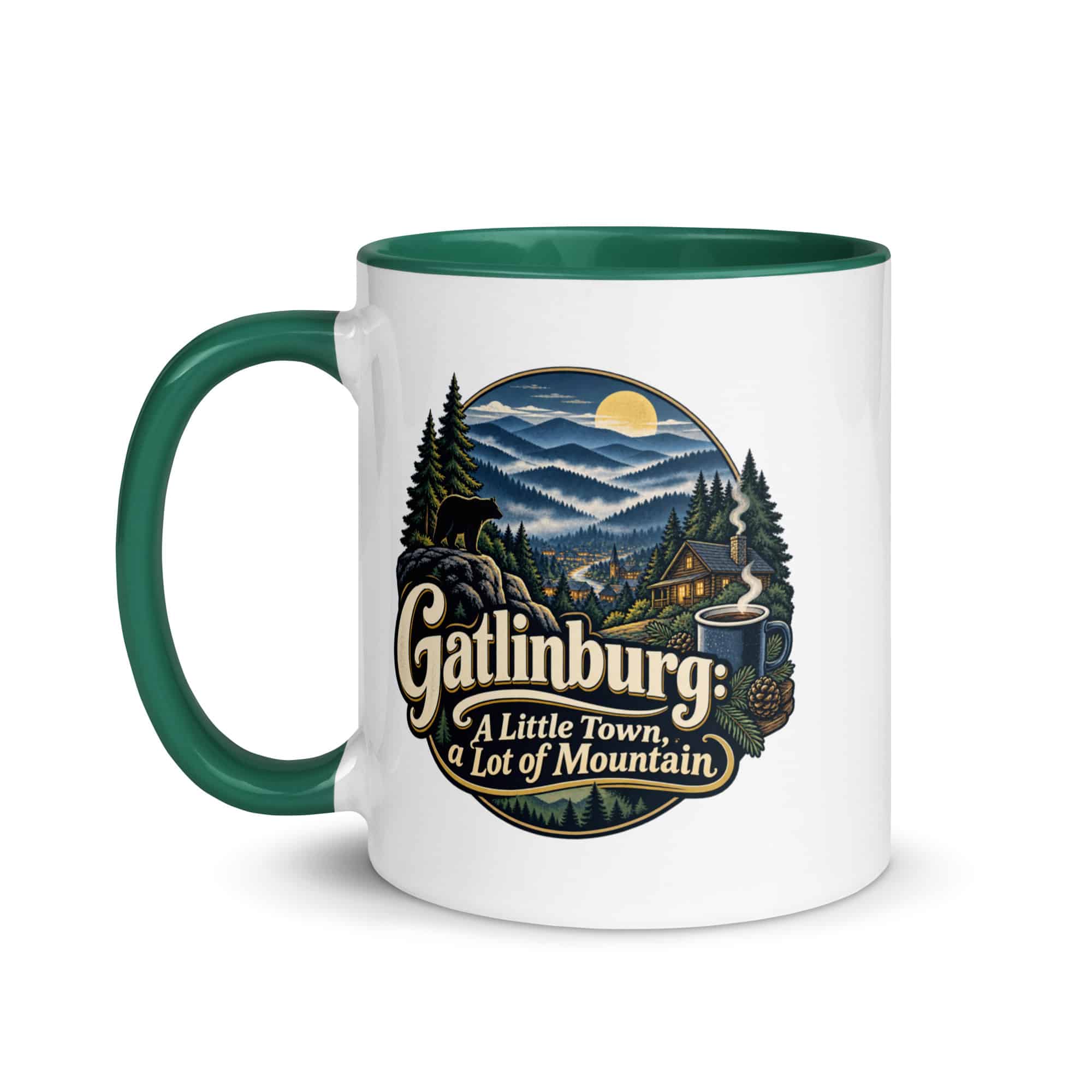 Gatlinburg and the Smokies Color Inside Coffee Mug: Gatlinburg: A Little Town, a Lot of Mountain, Woodland Scenic Lettering