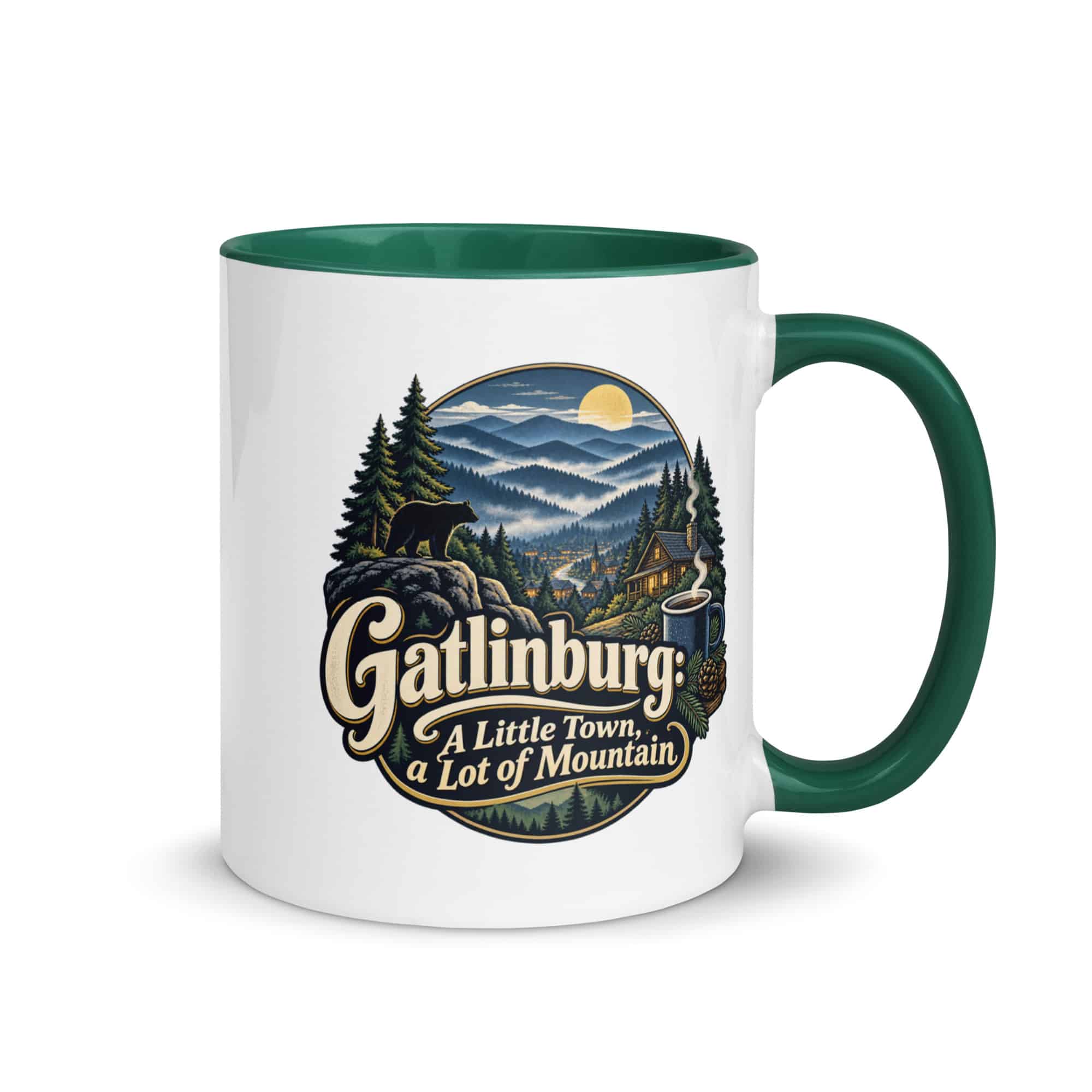 Gatlinburg and the Smokies Color Inside Coffee Mug: Gatlinburg: A Little Town, a Lot of Mountain, Woodland Scenic Lettering