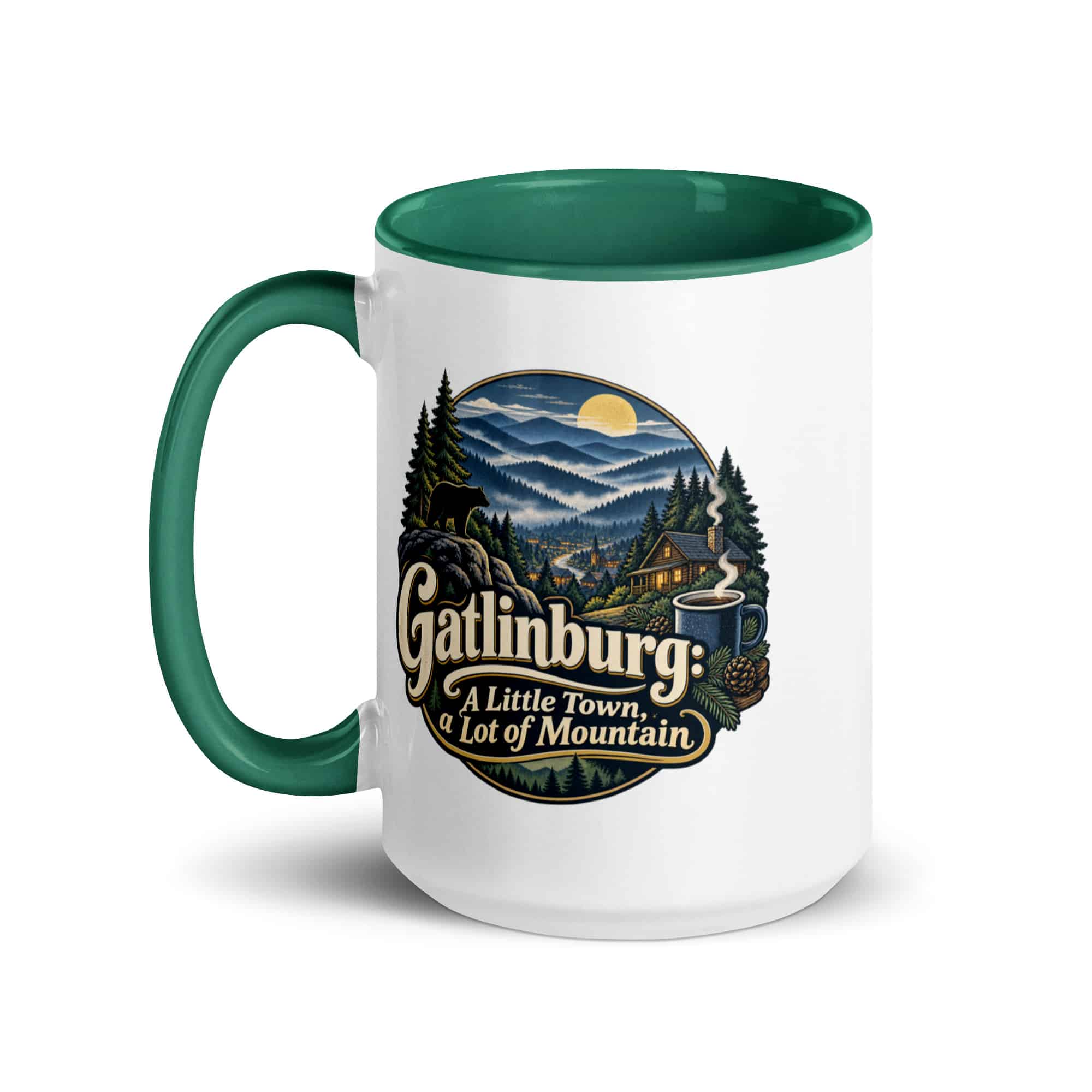 Gatlinburg and the Smokies Color Inside Coffee Mug: Gatlinburg: A Little Town, a Lot of Mountain, Woodland Scenic Lettering