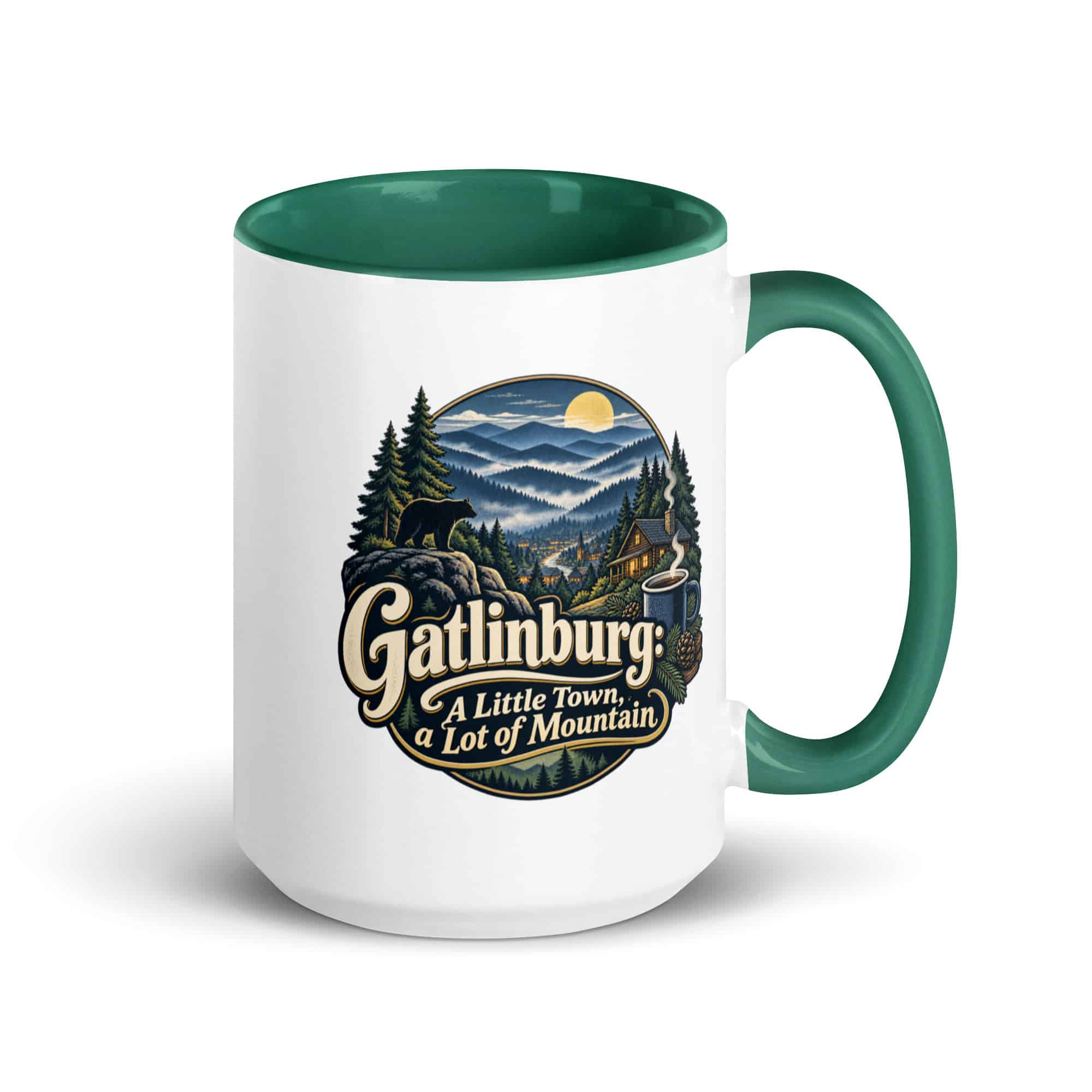 Gatlinburg and the Smokies Color Inside Coffee Mug: Gatlinburg: A Little Town, a Lot of Mountain, Woodland Scenic Lettering