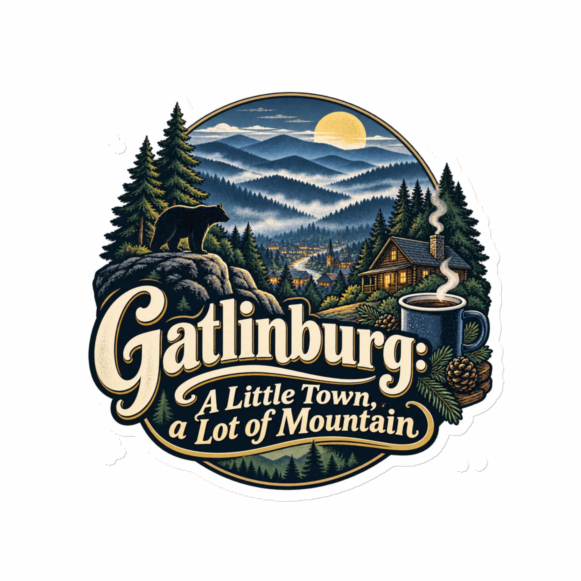 Gatlinburg and the Smokies Die-Cut Magnet: Gatlinburg: A Little Town, a Lot of Mountain, Woodland Scenic Lettering
