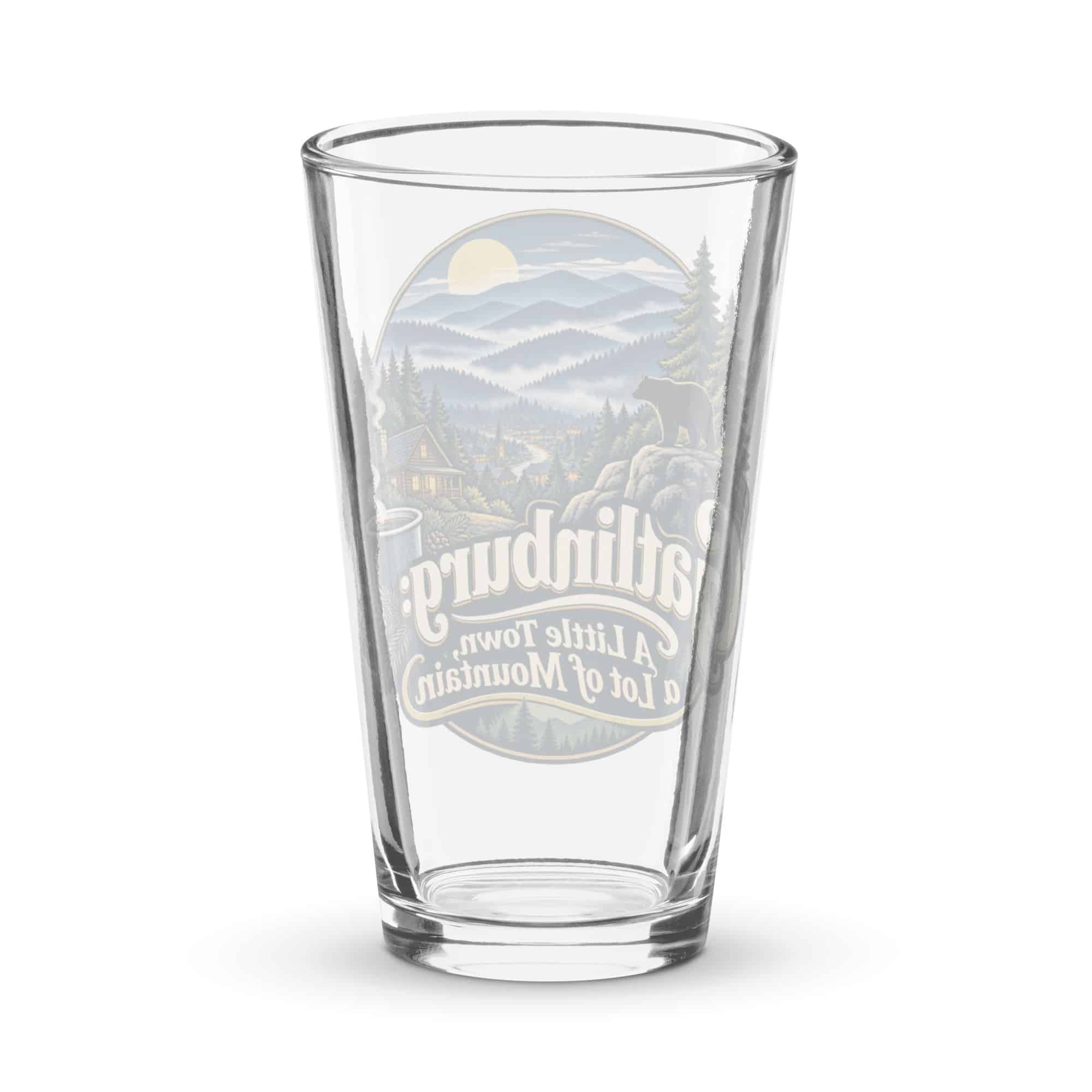 Gatlinburg and the Smokies Pint Glass: Gatlinburg: A Little Town, a Lot of Mountain, Woodland Scenic Lettering