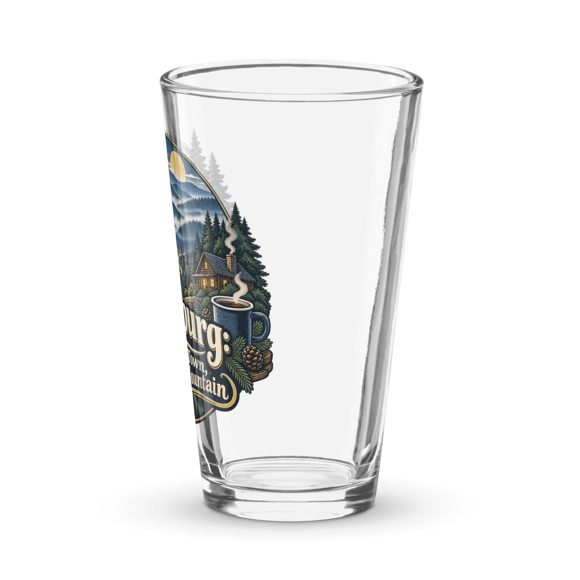 Gatlinburg and the Smokies Pint Glass: Gatlinburg: A Little Town, a Lot of Mountain, Woodland Scenic Lettering
