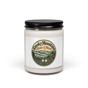 Gatlinburg and the Smokies Soy Wax Candle: Smoky Mountain State of Mind, Vintage Round Badge - 9oz - Main
