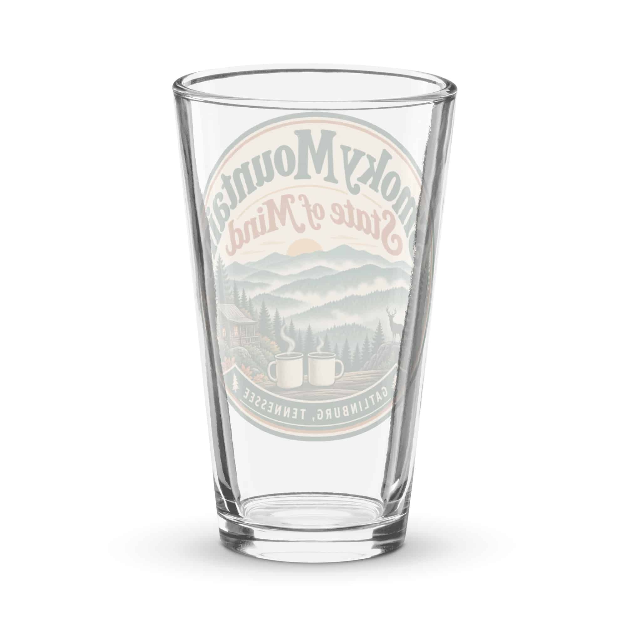 Gatlinburg and the Smokies Pint Glass: Smoky Mountain State of Mind, Vintage Round Badge