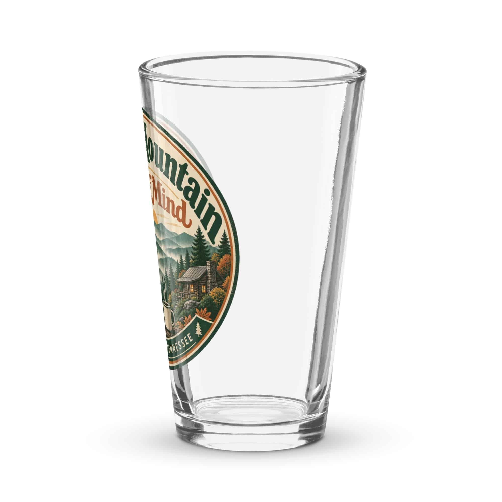Gatlinburg and the Smokies Pint Glass: Smoky Mountain State of Mind, Vintage Round Badge