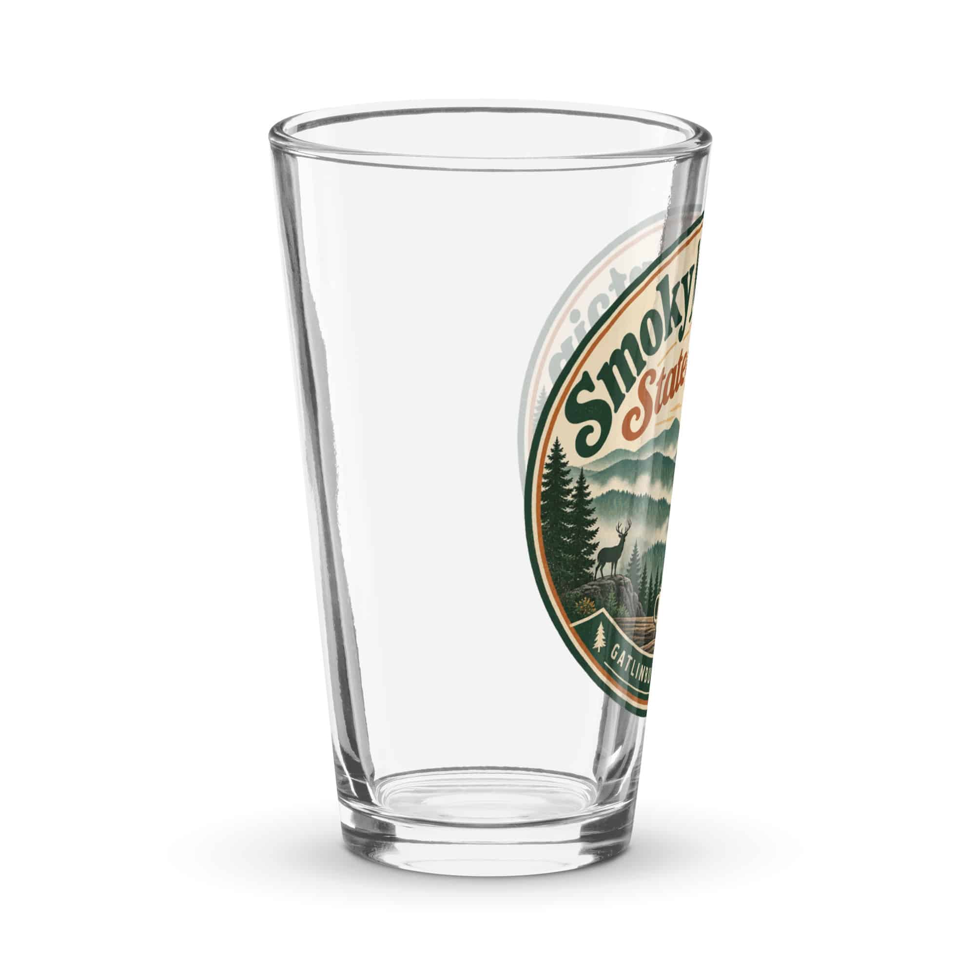 Gatlinburg and the Smokies Pint Glass: Smoky Mountain State of Mind, Vintage Round Badge