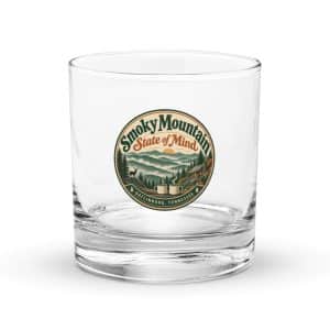 Gatlinburg and the Smokies Rocks Glass: Smoky Mountain State of Mind, Vintage Round Badge - 10.5 oz - Main