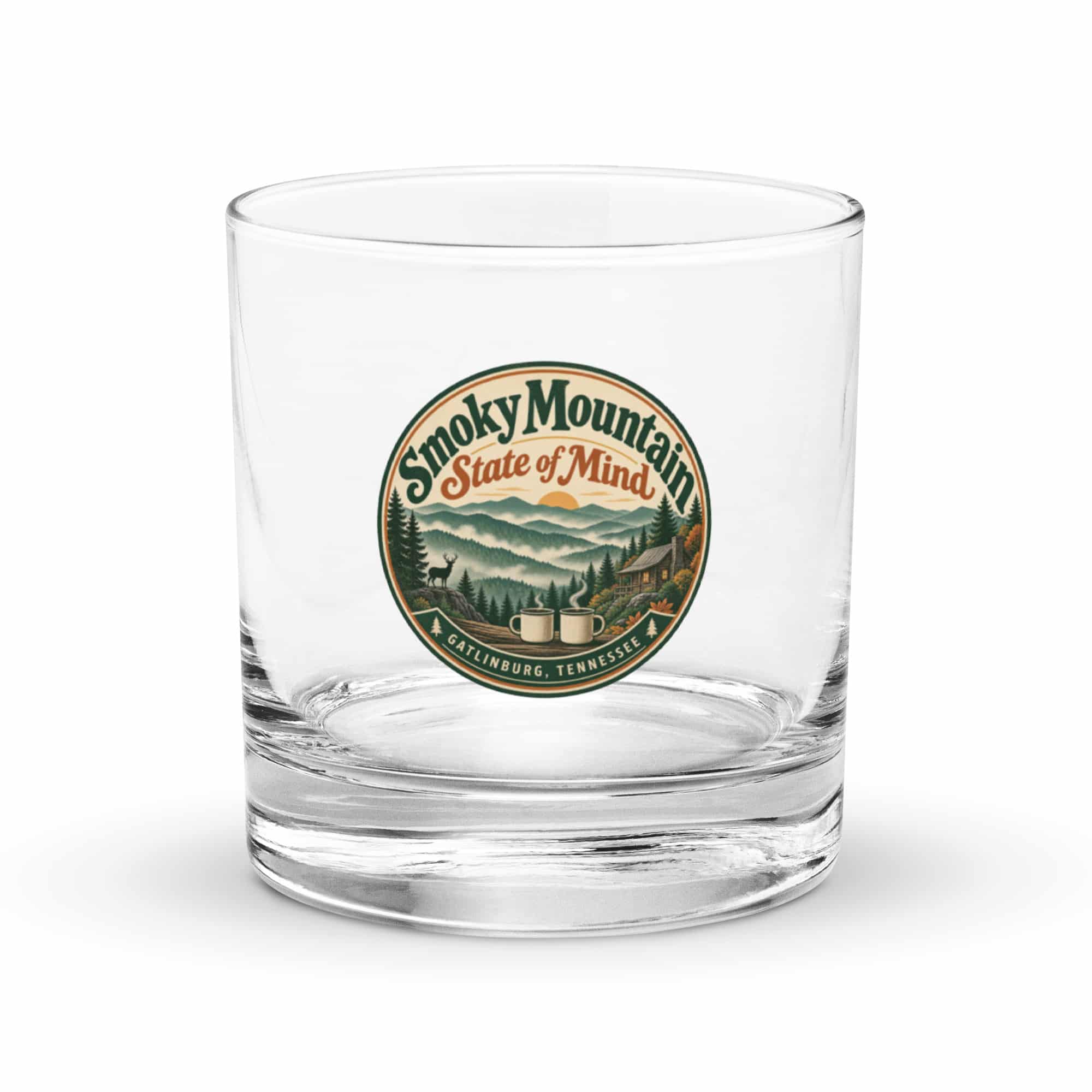 Gatlinburg and the Smokies Rocks Glass: Smoky Mountain State of Mind, Vintage Round Badge