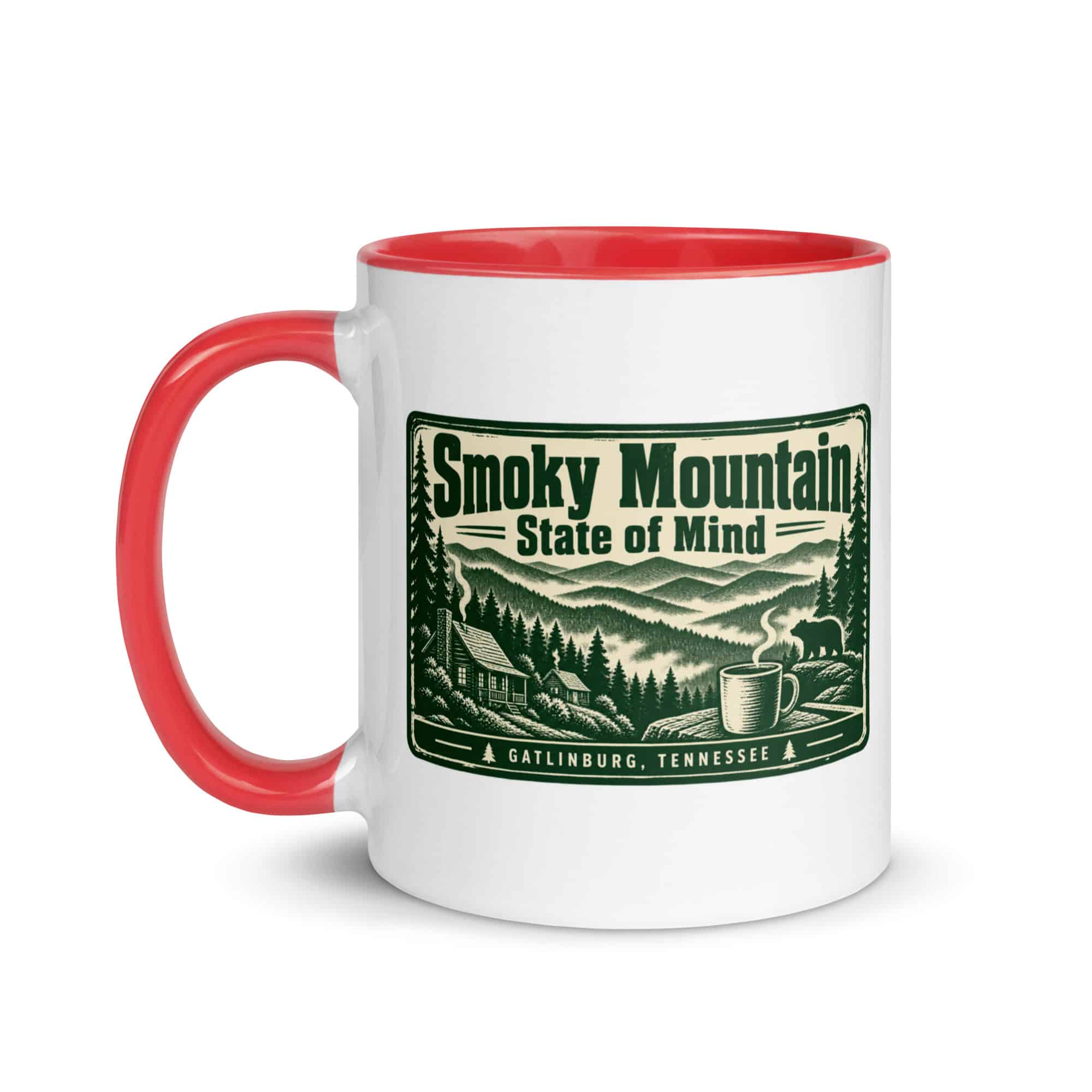 Gatlinburg and the Smokies Color Inside Coffee Mug: Smoky Mountain State of Mind, Forest Ink Stamp