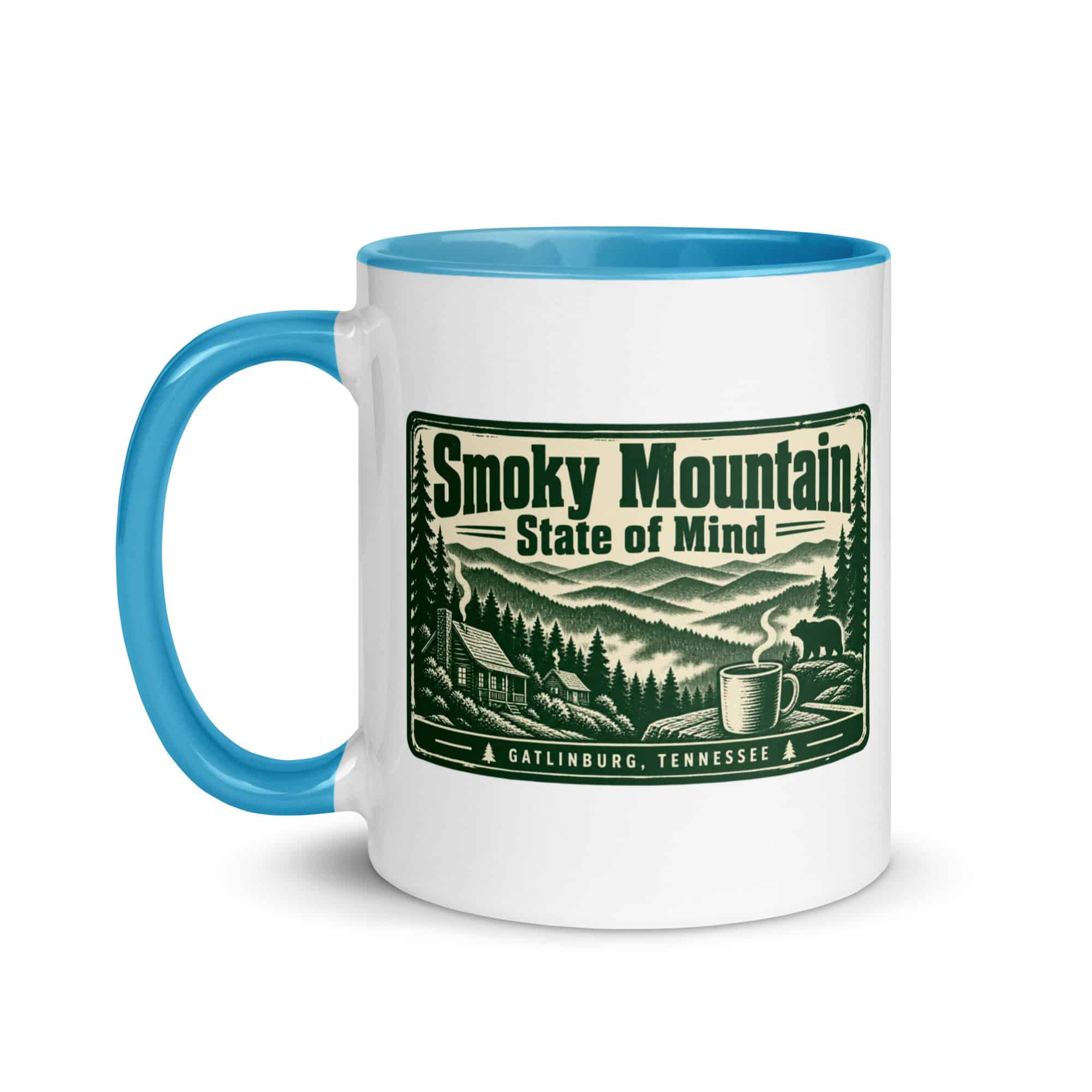 Gatlinburg and the Smokies Color Inside Coffee Mug: Smoky Mountain State of Mind, Forest Ink Stamp