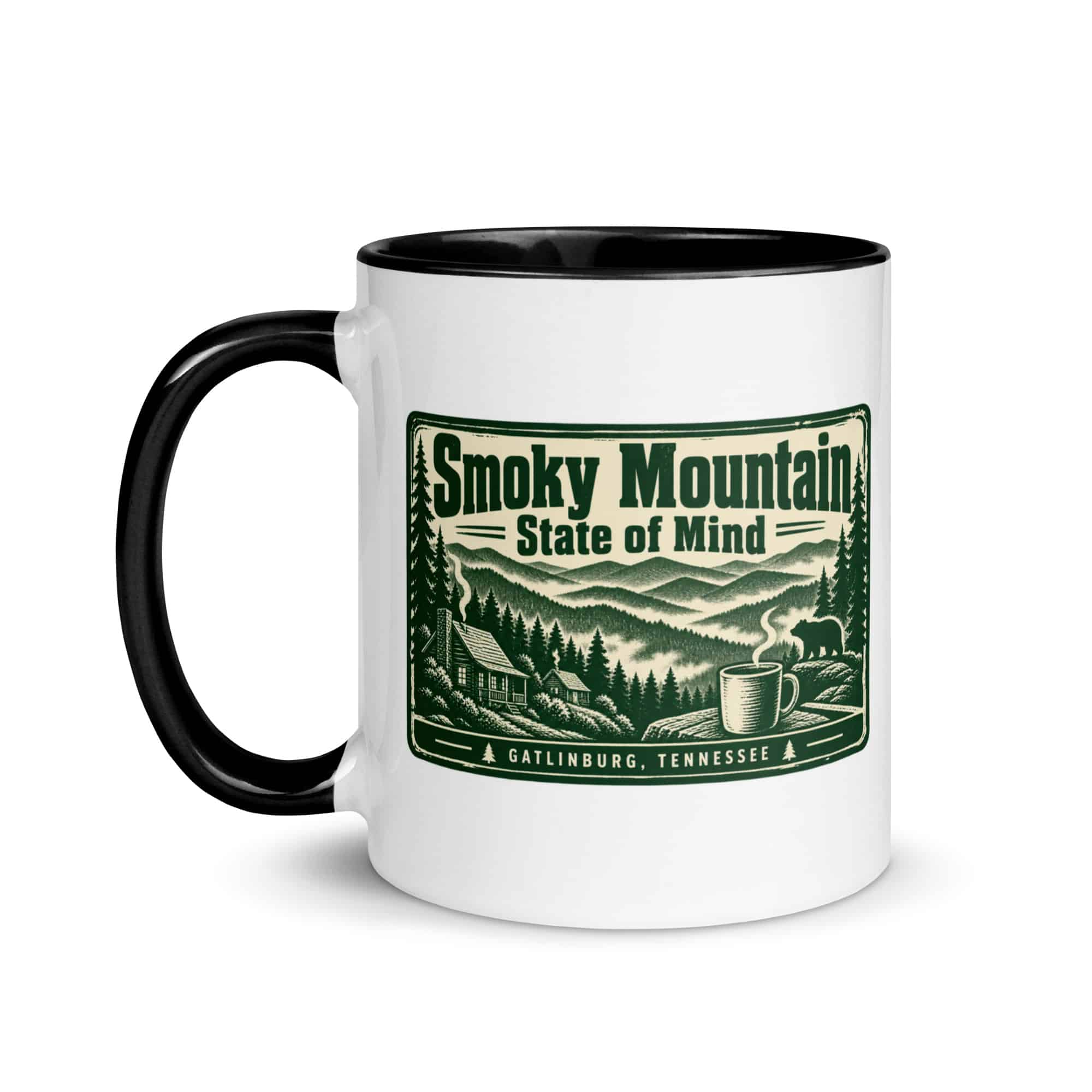 Gatlinburg and the Smokies Color Inside Coffee Mug: Smoky Mountain State of Mind, Forest Ink Stamp