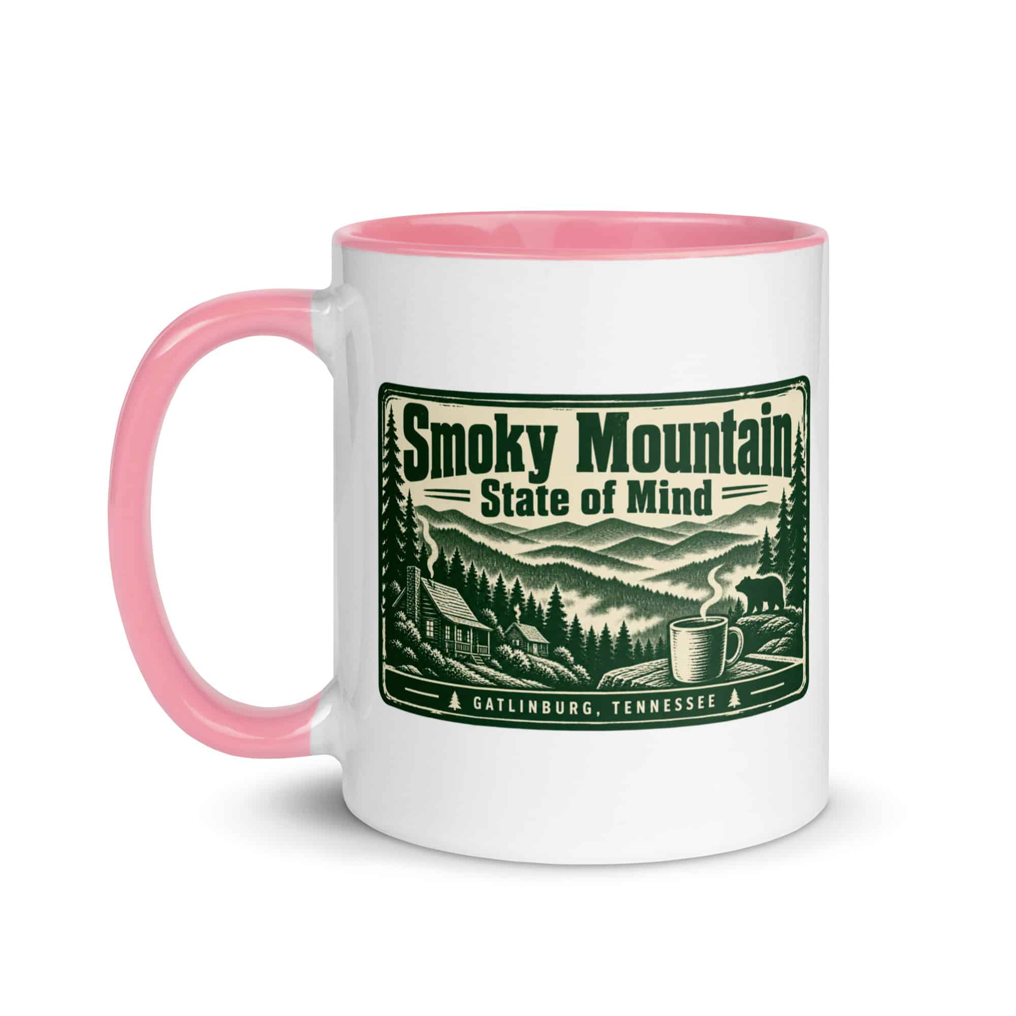 Gatlinburg and the Smokies Color Inside Coffee Mug: Smoky Mountain State of Mind, Forest Ink Stamp