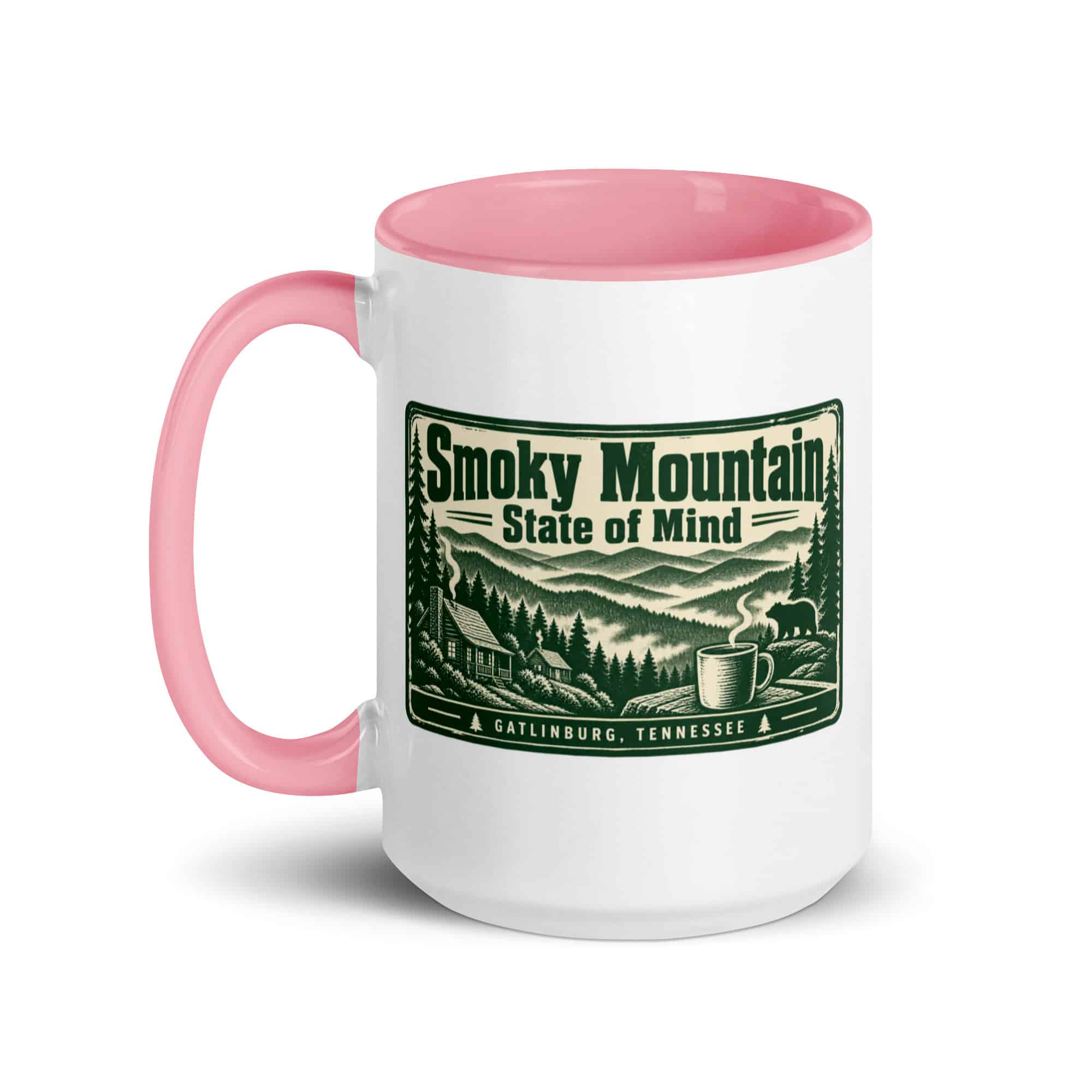 Gatlinburg and the Smokies Color Inside Coffee Mug: Smoky Mountain State of Mind, Forest Ink Stamp