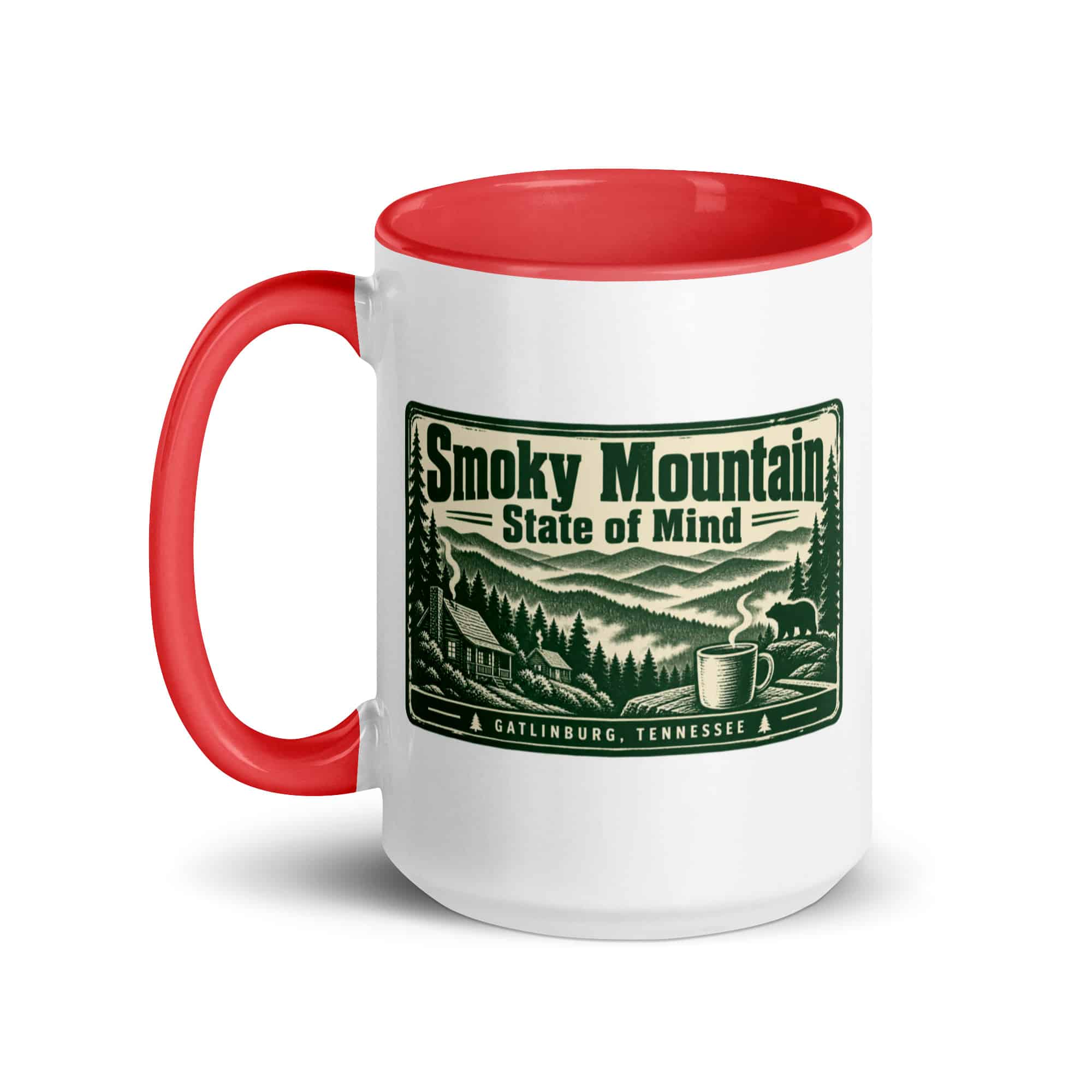 Gatlinburg and the Smokies Color Inside Coffee Mug: Smoky Mountain State of Mind, Forest Ink Stamp