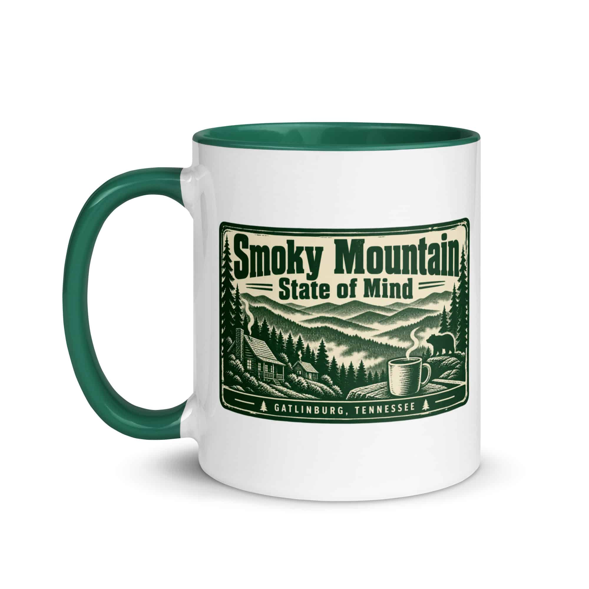 Gatlinburg and the Smokies Color Inside Coffee Mug: Smoky Mountain State of Mind, Forest Ink Stamp
