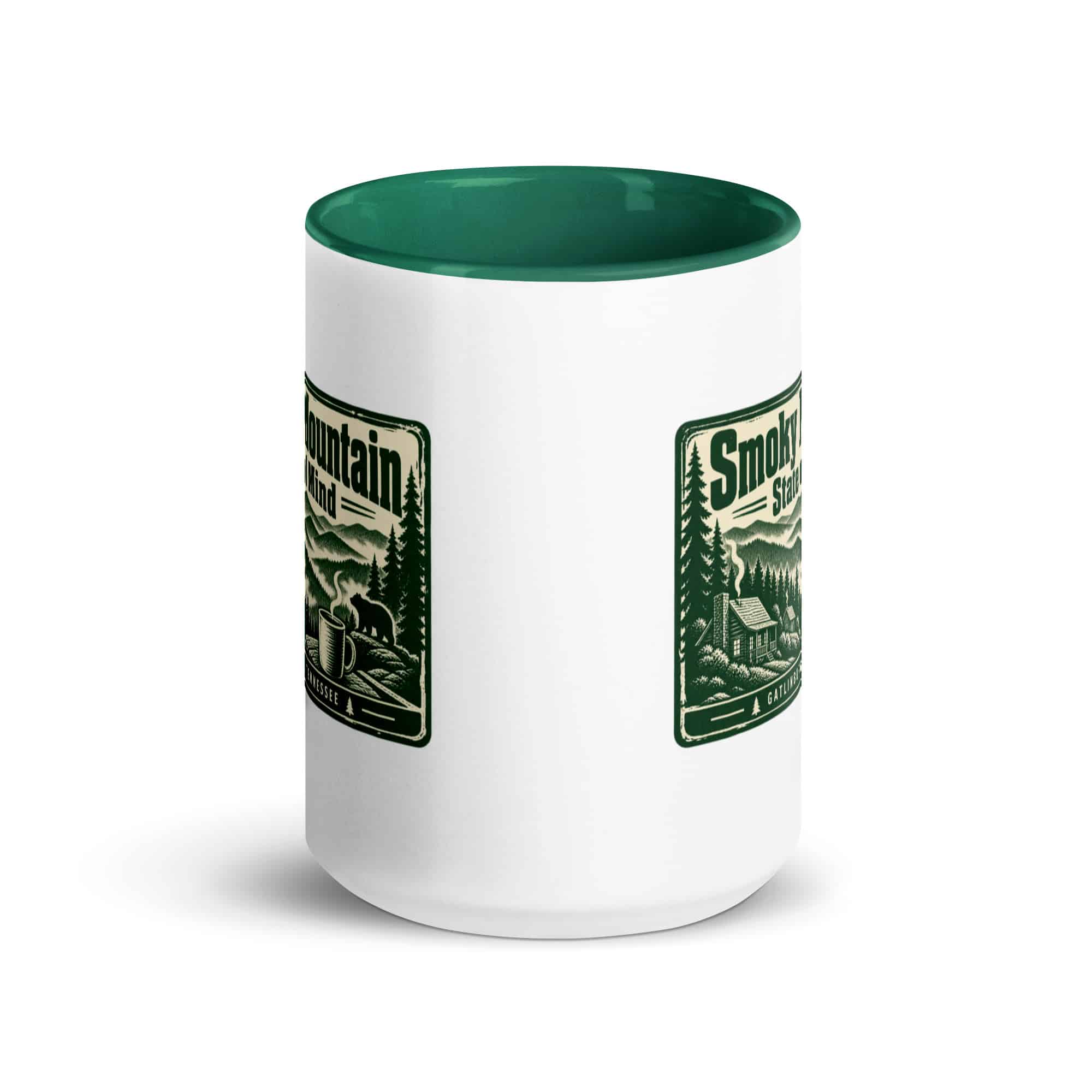 Gatlinburg and the Smokies Color Inside Coffee Mug: Smoky Mountain State of Mind, Forest Ink Stamp