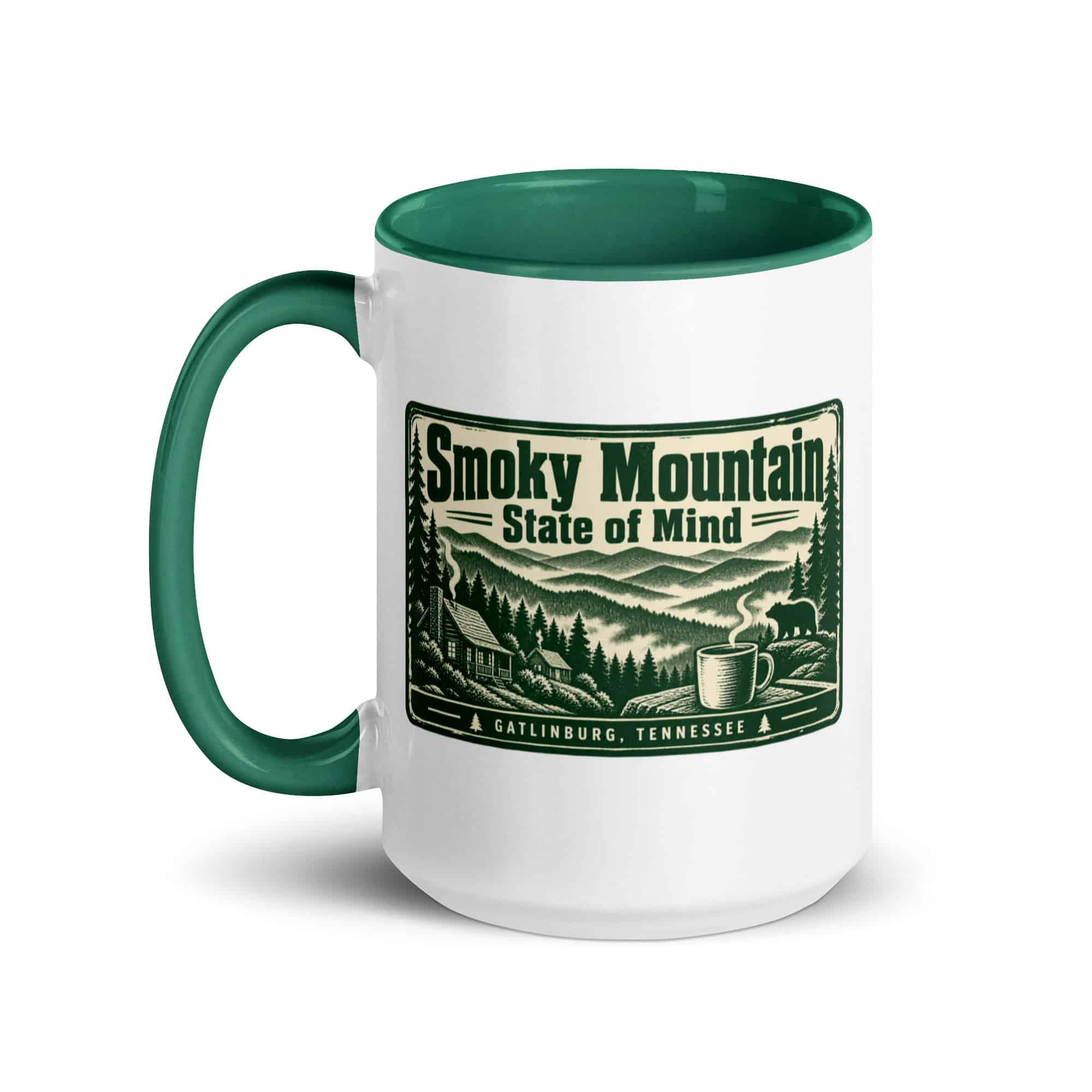 Gatlinburg and the Smokies Color Inside Coffee Mug: Smoky Mountain State of Mind, Forest Ink Stamp