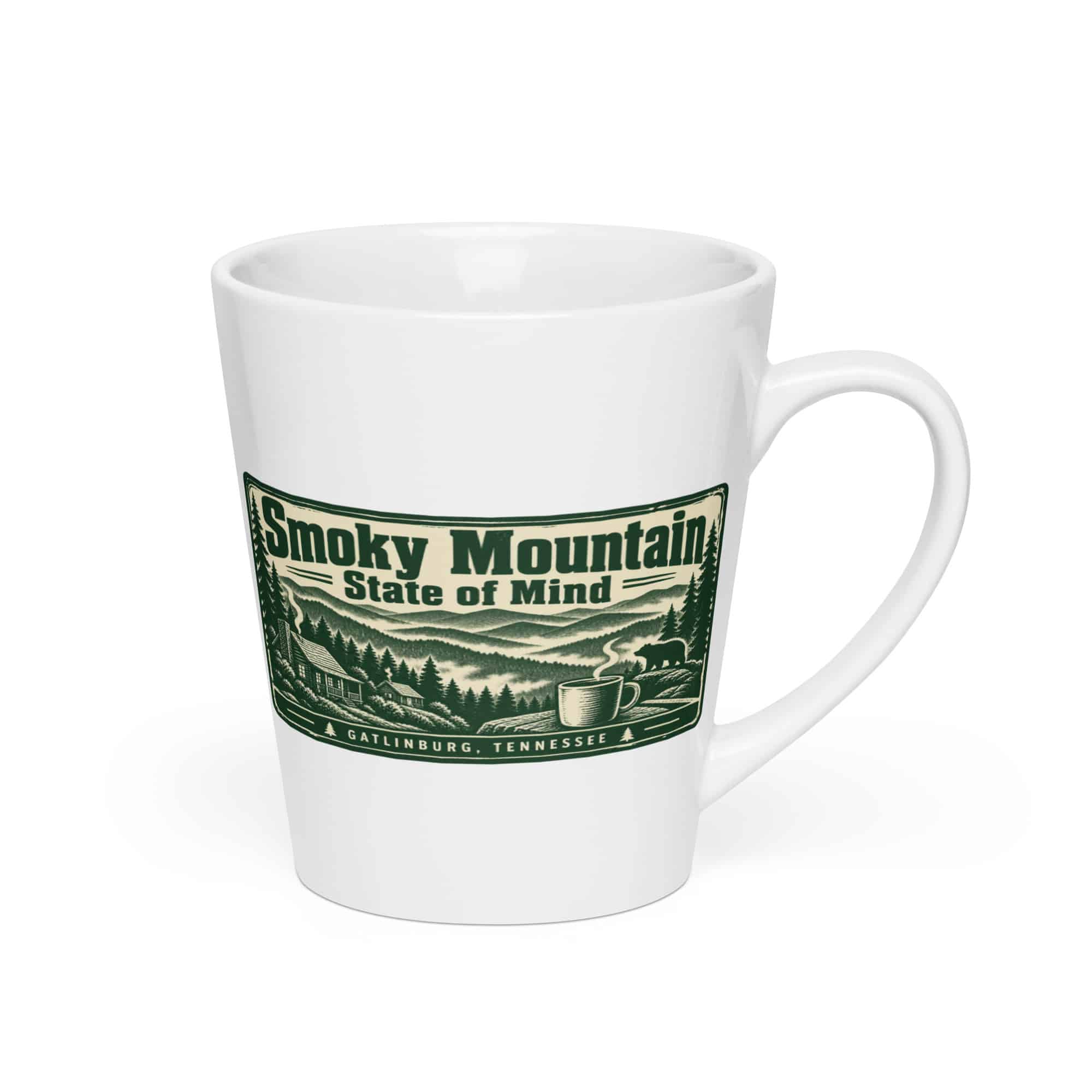 Gatlinburg and the Smokies Latte Mug: Smoky Mountain State of Mind, Forest Ink Stamp