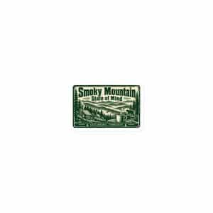 Gatlinburg and the Smokies Die-Cut Magnet: Smoky Mountain State of Mind, Forest Ink Stamp - 3″×3″ - Main