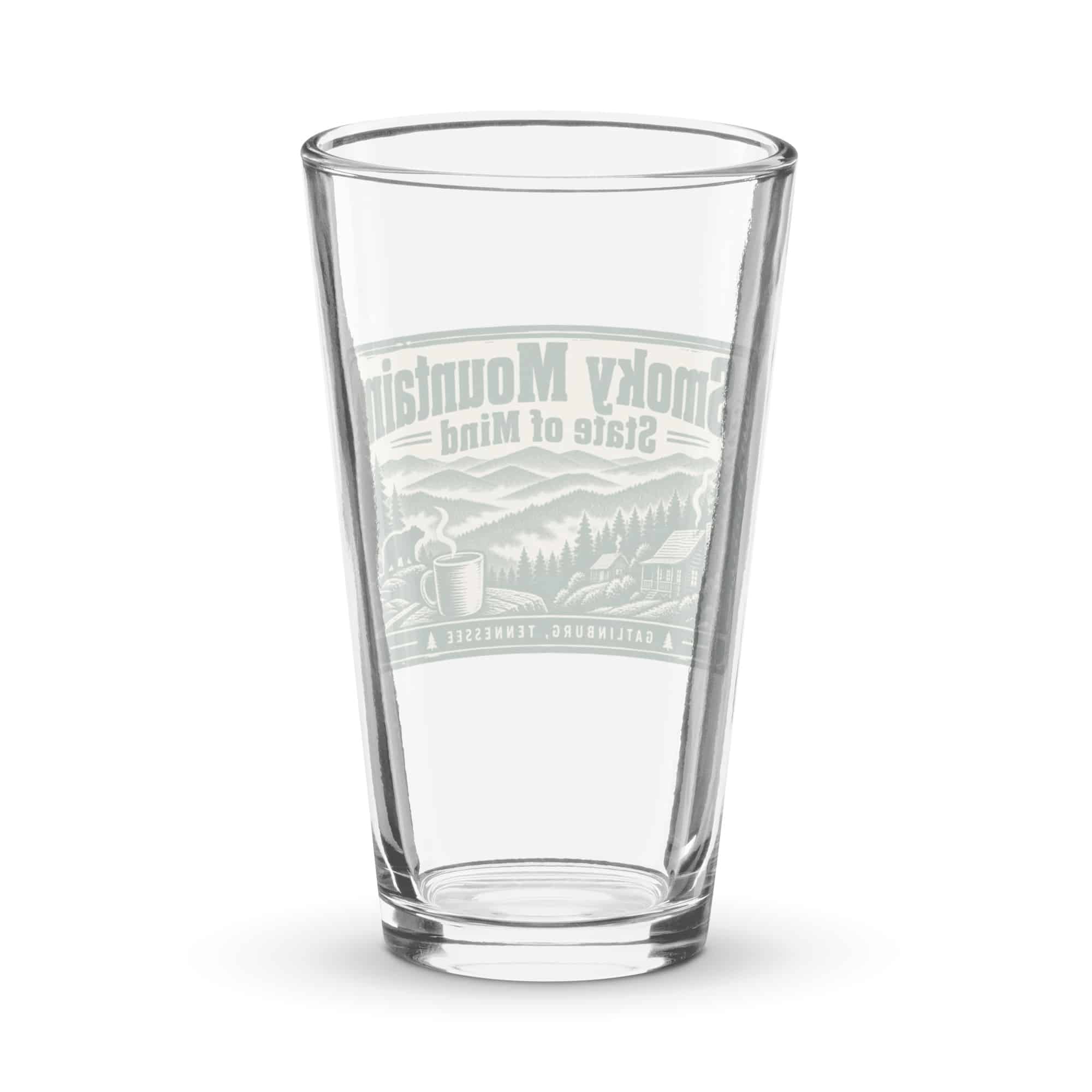 Gatlinburg and the Smokies Pint Glass: Smoky Mountain State of Mind, Forest Ink Stamp