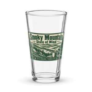 Gatlinburg and the Smokies Pint Glass: Smoky Mountain State of Mind, Forest Ink Stamp - 16 oz - Main