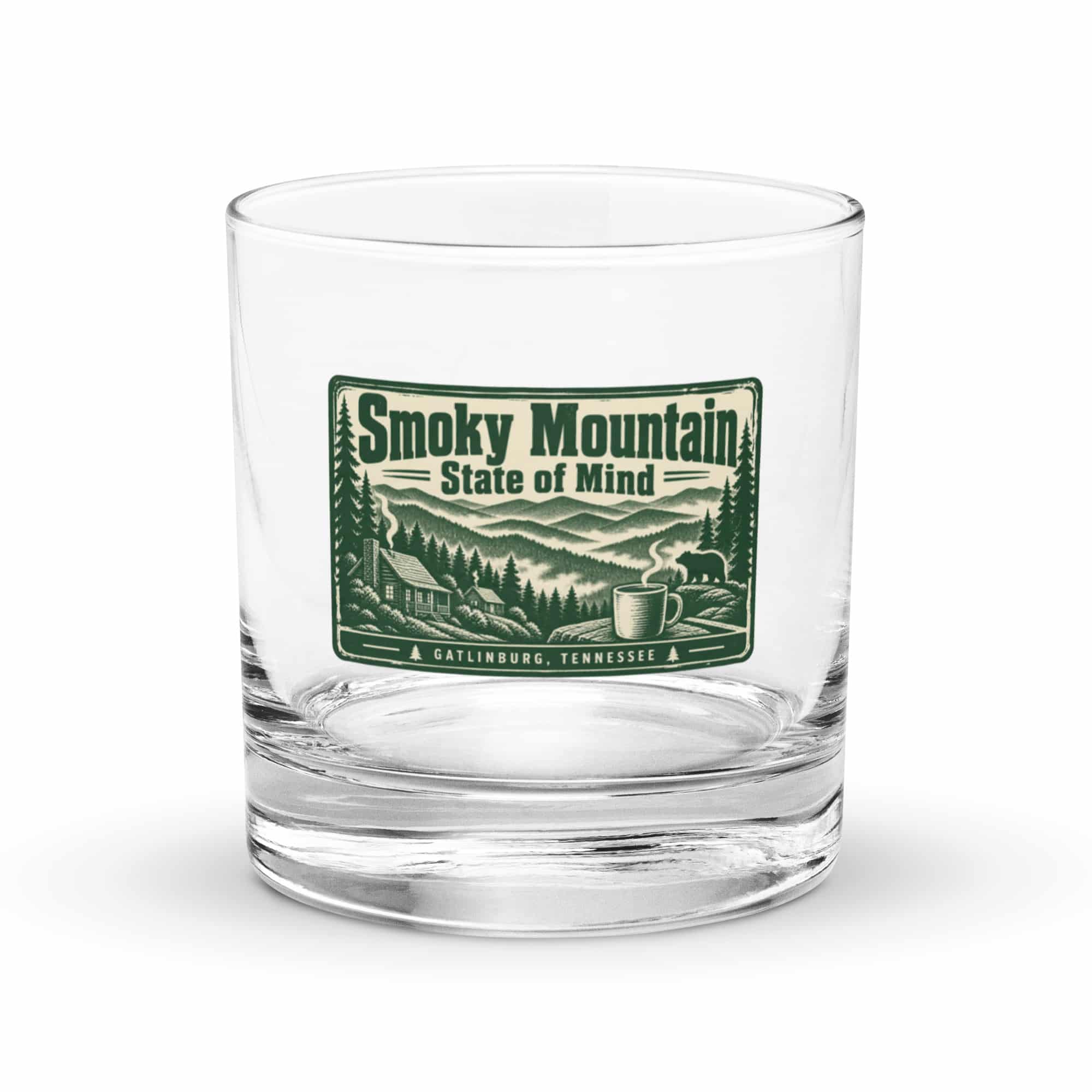 Gatlinburg and the Smokies Rocks Glass: Smoky Mountain State of Mind, Forest Ink Stamp